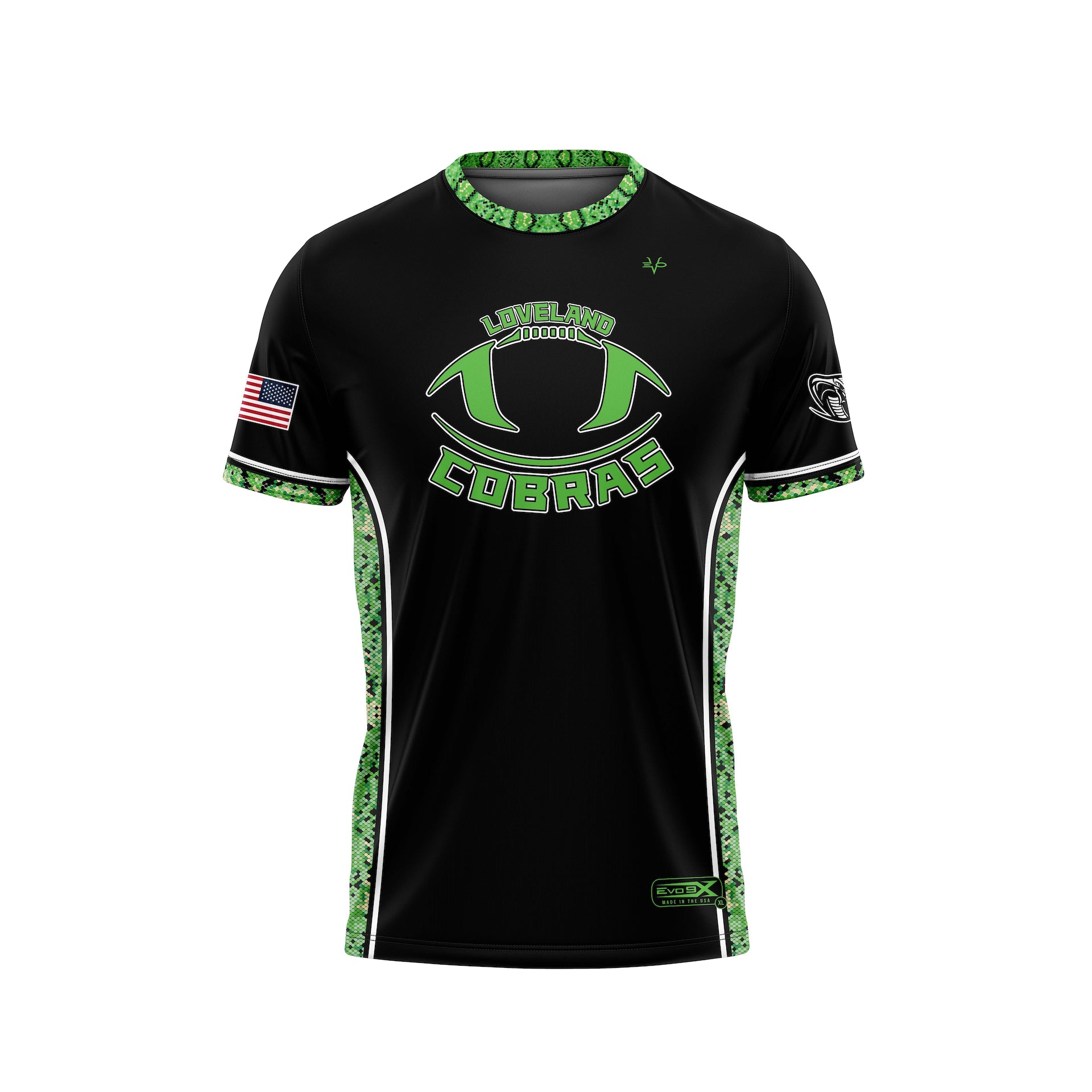 LOVELAND COBRAS CREW NECK JERSEY SS - BLACK SIDE PRINT