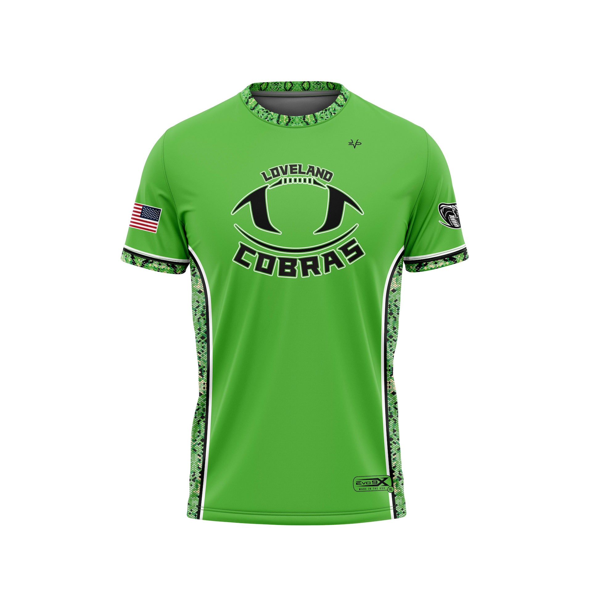 LOVELAND COBRAS CREW NECK JERSEY SS - GREEN SIDE PRINT