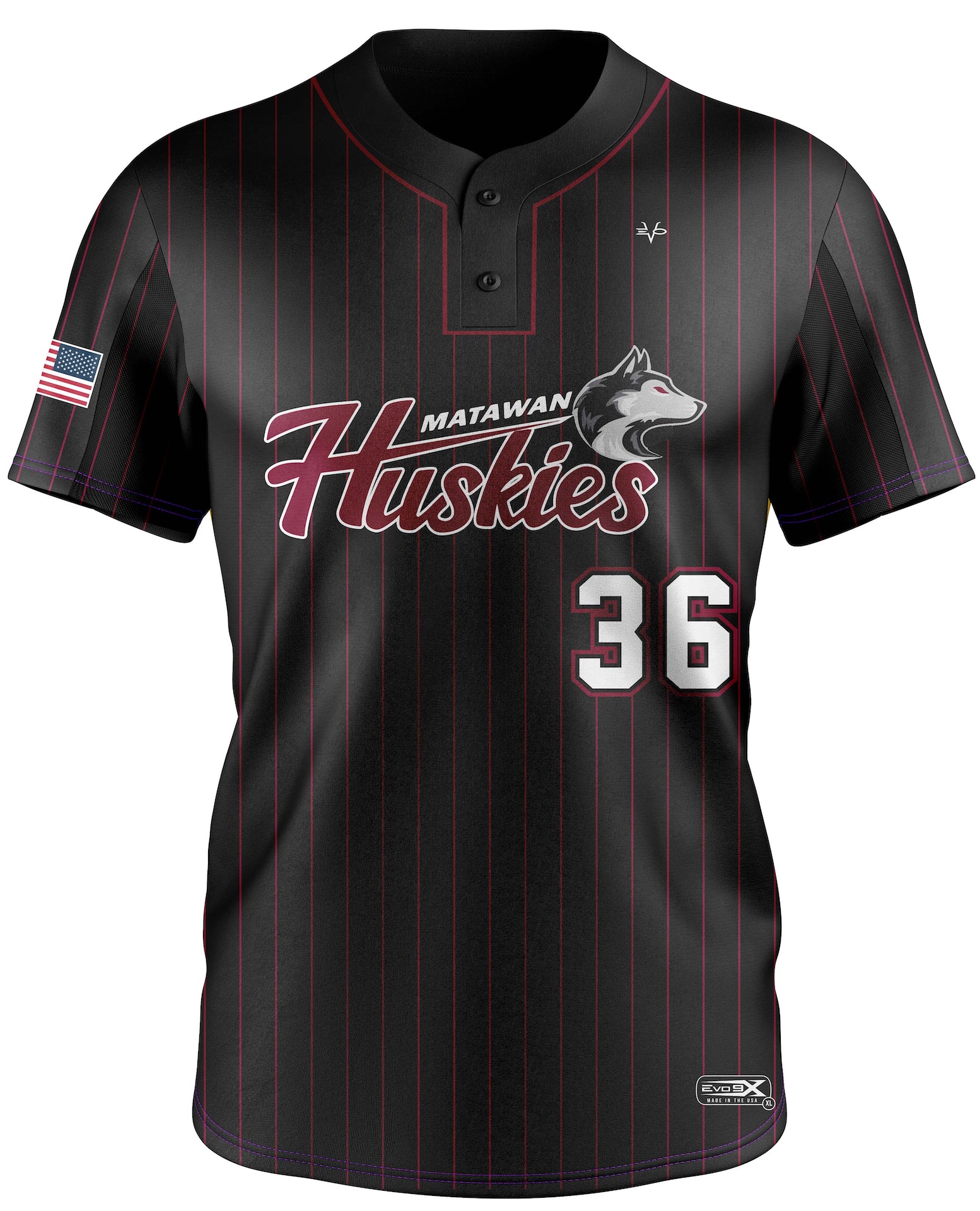 MATAWAN HUSKIES SOFTBALL 2 BUTTON PINSTRIPE - BLACK