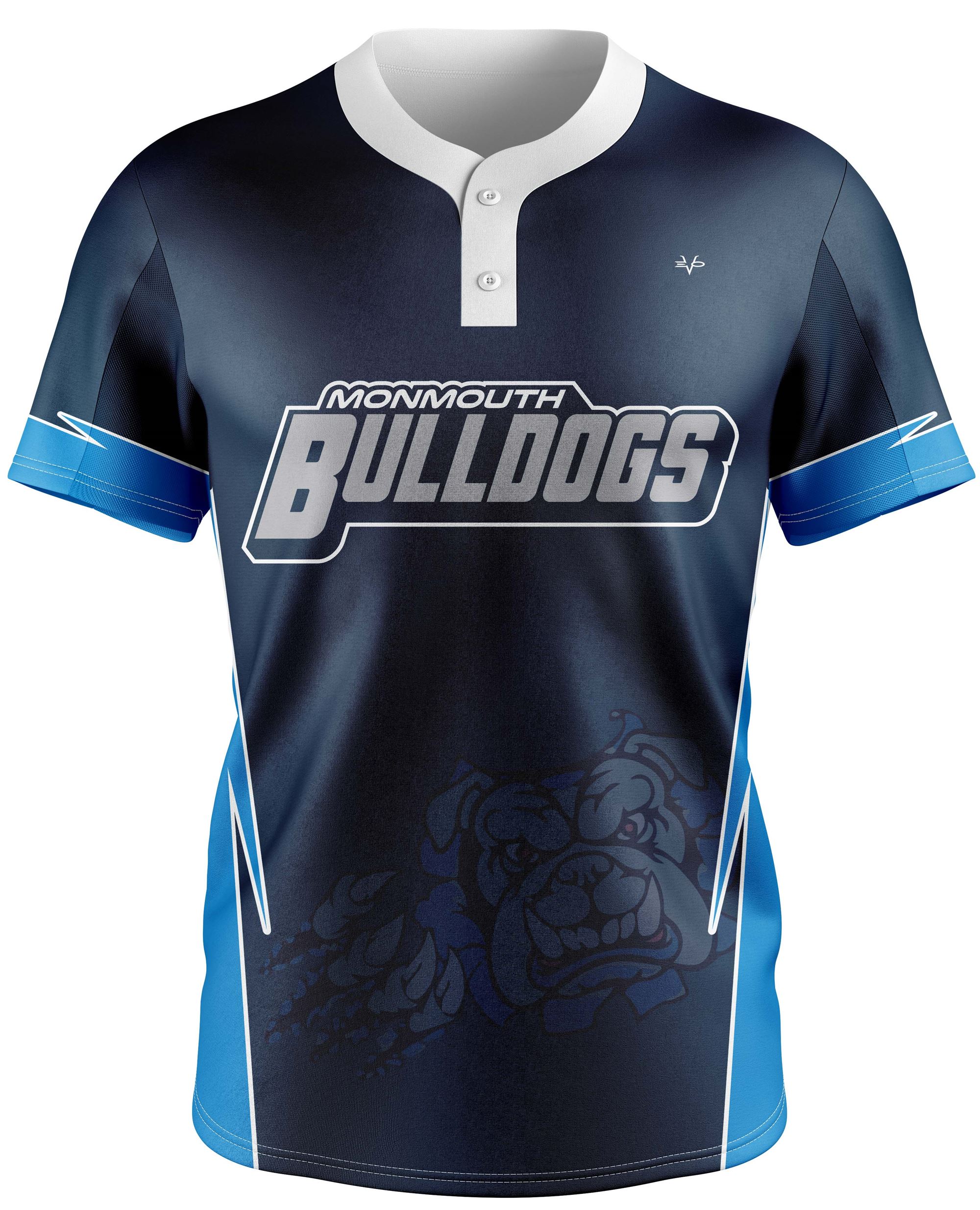 MONMOUTH BULLDOGS 2 BUTTON - NAVY/CYAN