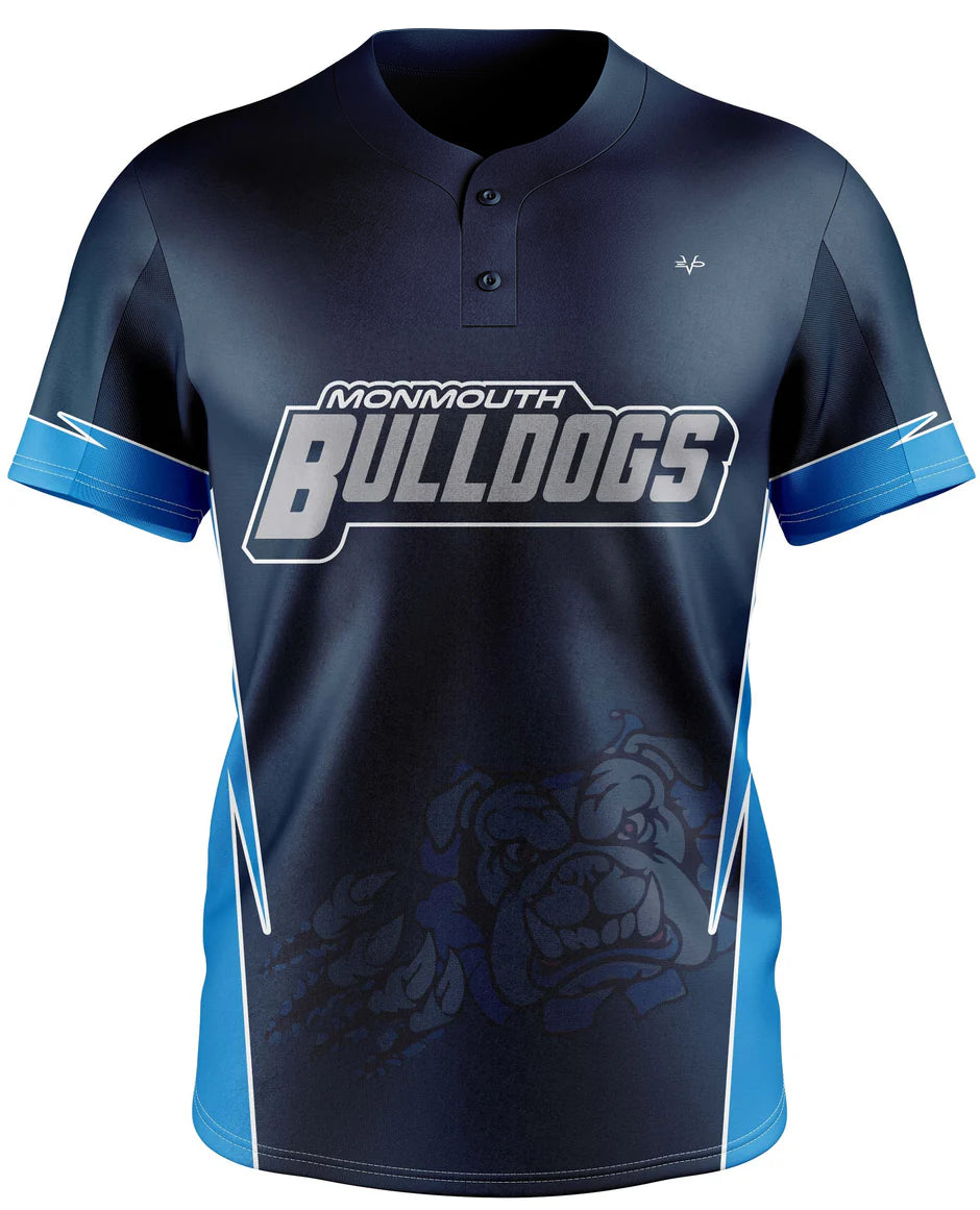 MONMOUTH BULLDOGS 2 BUTTON - NAVY/CYAN