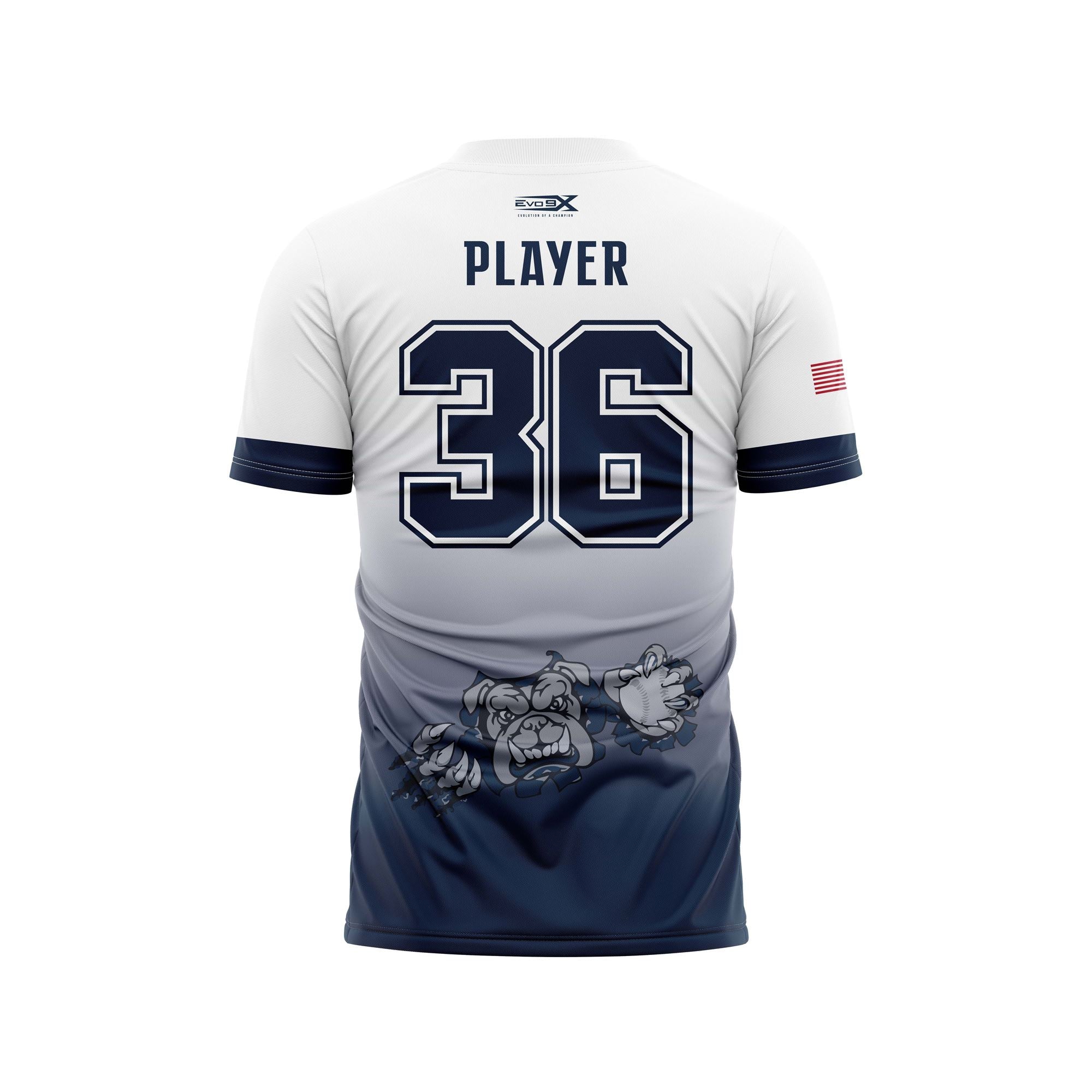 MONMOUTH BULLDOGS VNECK SS -  WHITE/NAVY