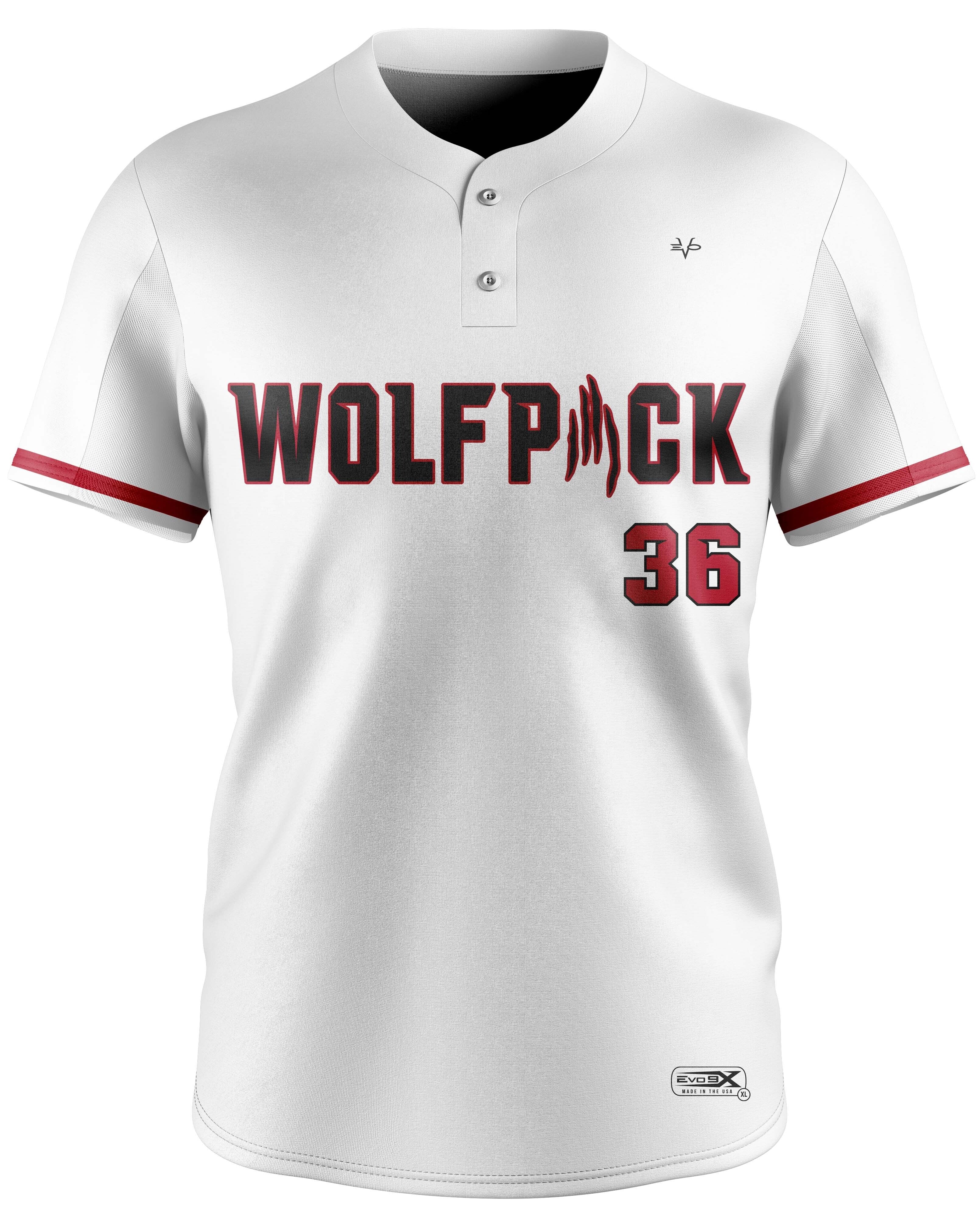 MANALAPAN WOLFPACK FASTPITCH SUBLIMATED 2 BUTTON JERSEY WHITE