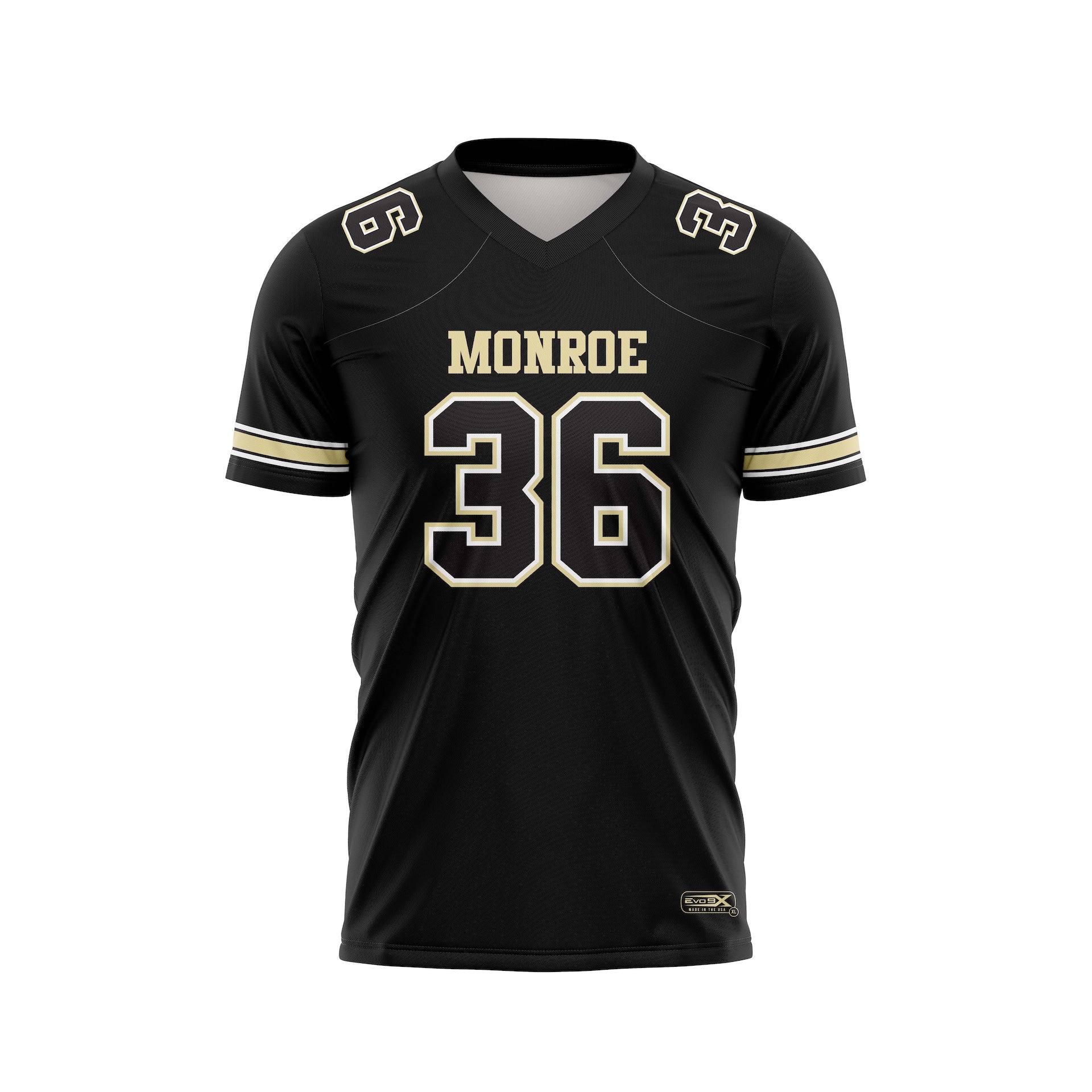 MONROE WOLVERINES SS V NECK FAN JERSEY