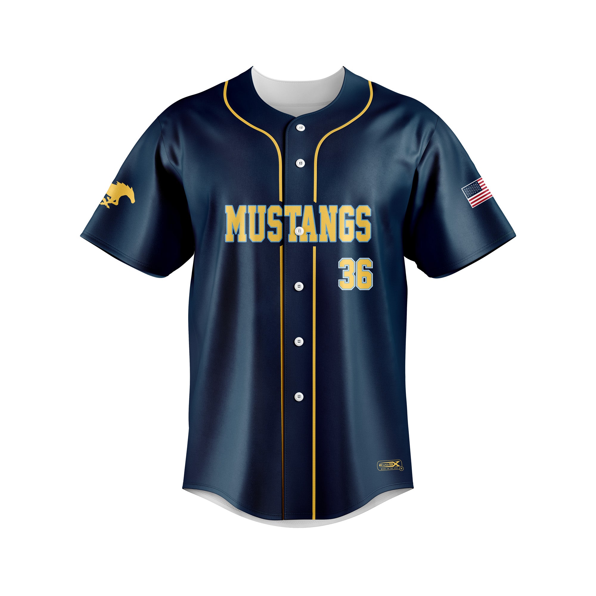 Mustangs Navy Full Button