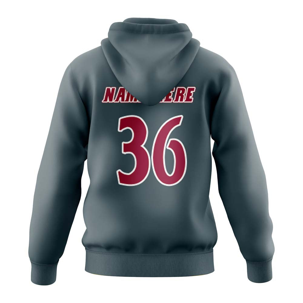 NEW JERSEY WARRIORS FOOTBALL Sublimated Hoodie Grey Back