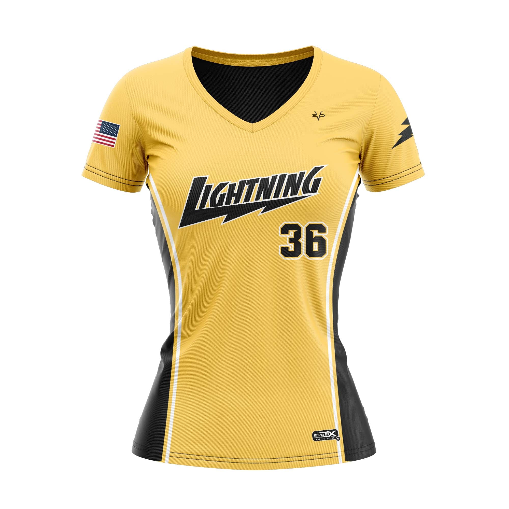 OLD BRIDGE LIGHTNING SOFTBALL VNECK SS  - ATH GOLD