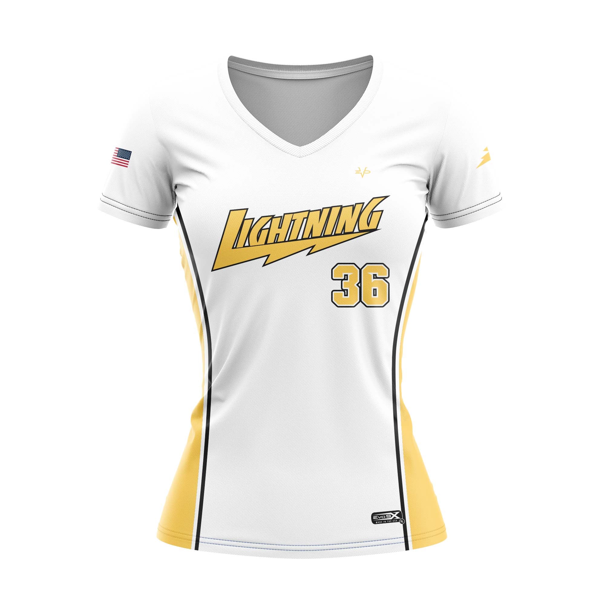 OLD BRIDGE LIGHTNING SOFTBALL VNECK SS  - WHITE