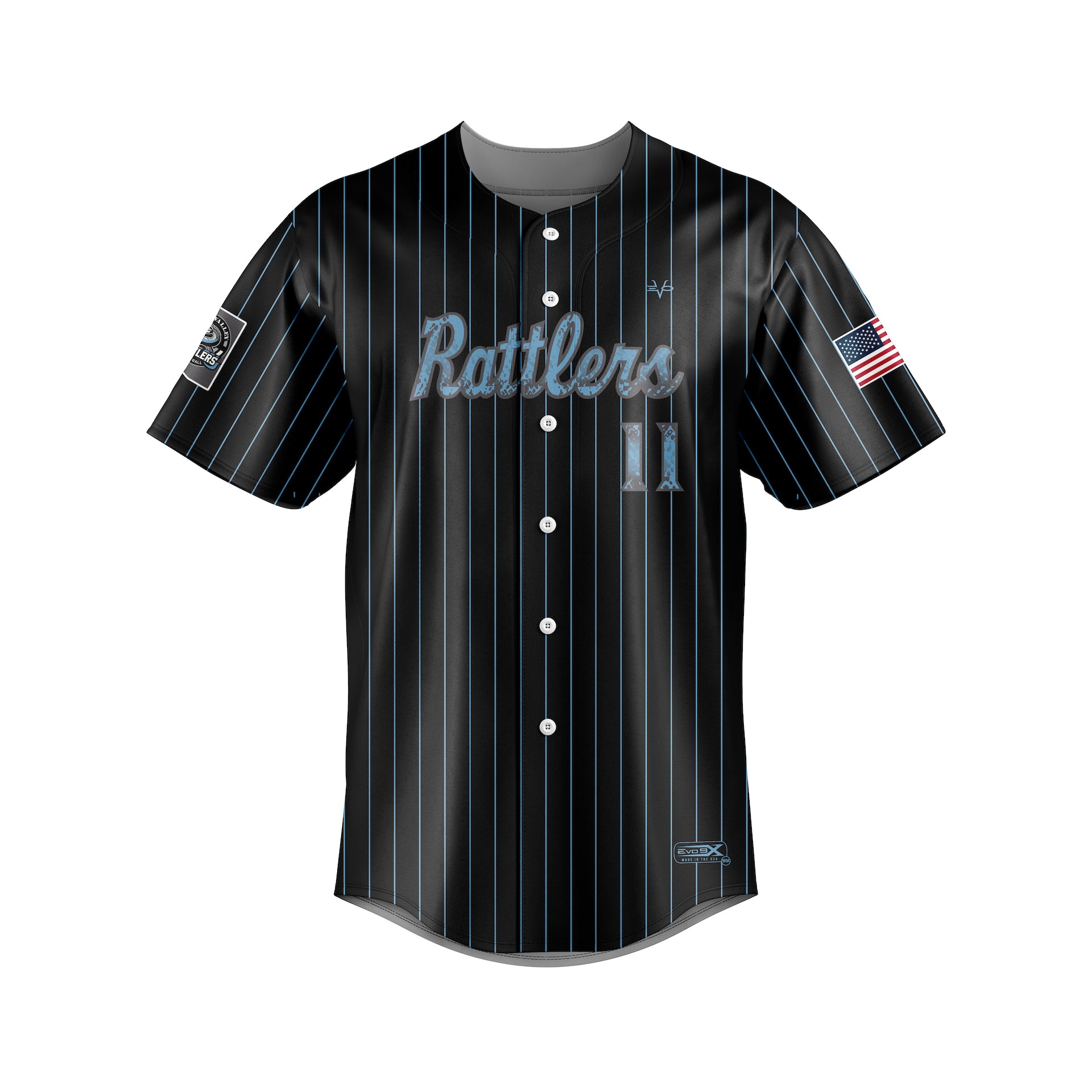 RATTLERS FULL BUTTON JERSEY- PINSTRIPE