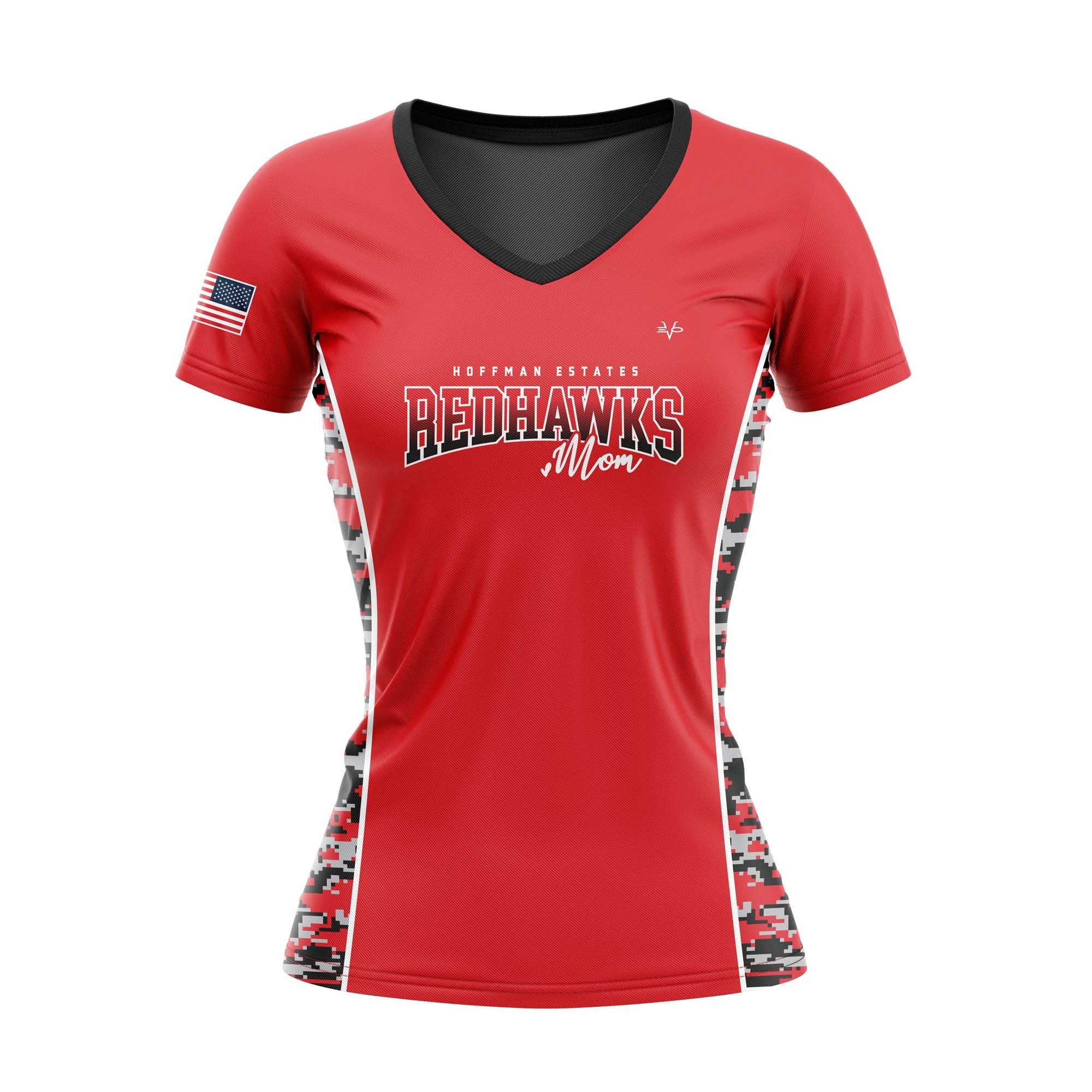 REDHAWKS WOMENS V NECK CAP SLEEVE - FOOTBALL MOM