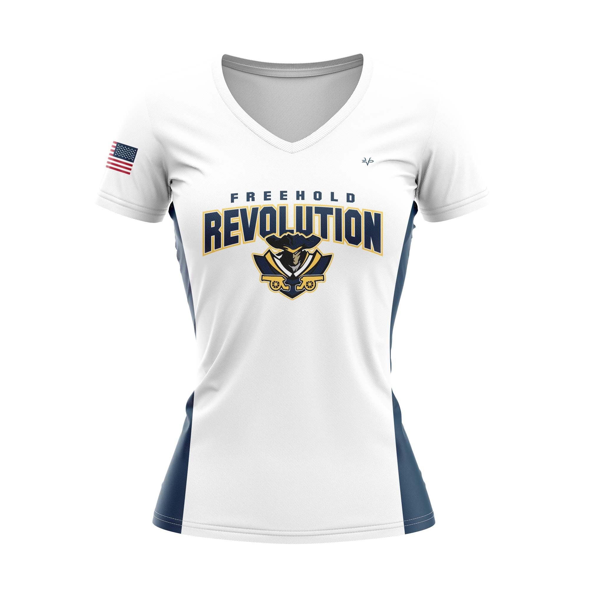 REVOLUTION WOMENS SHORT SLEEVE V NECK - WHITE