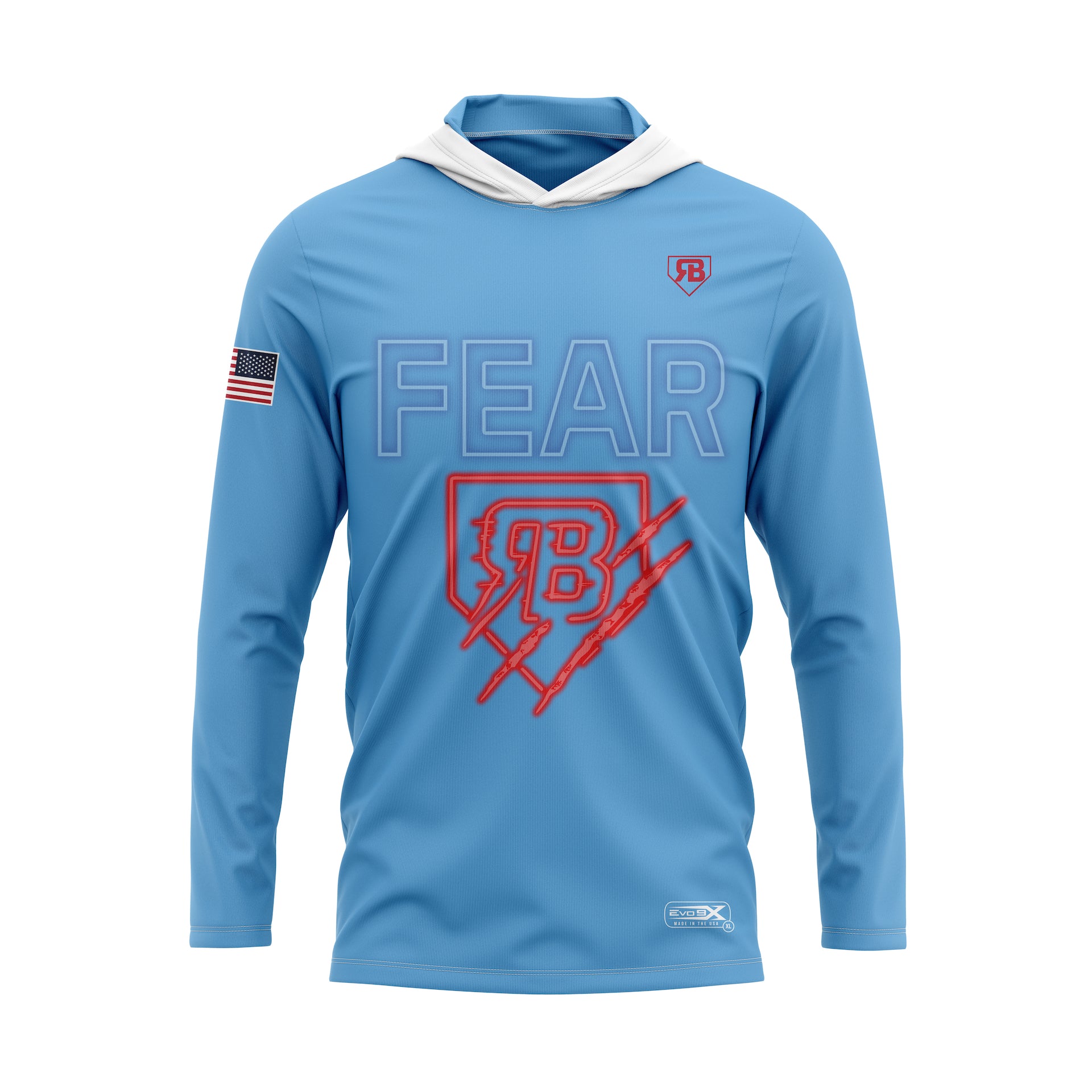 RUCCI BASEBALL "FEAR" LIGHTWEIGHT HOODIE - CAROLINA BLUE