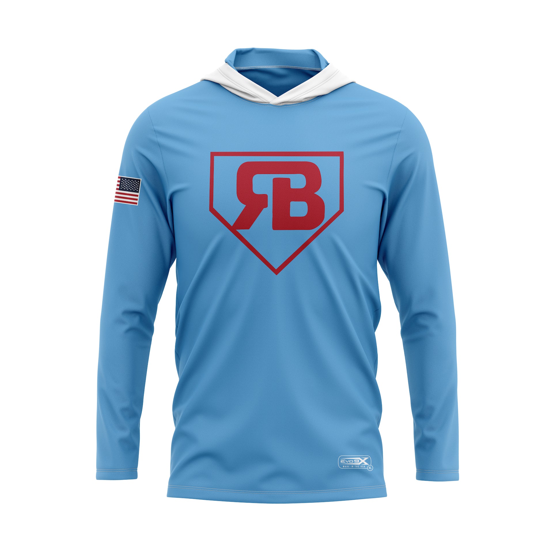 RUCCI BASEBALL "RB" LIGHTWEIGHT HOODIE - CAROLINA BLUE