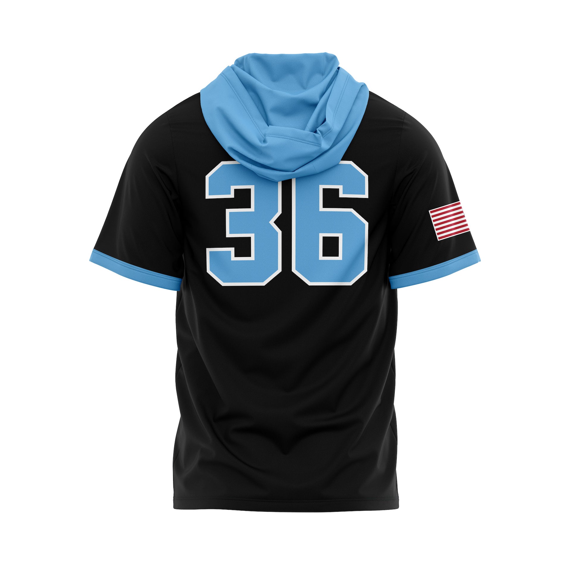 RUCCI BASEBALL SCRIPT LIGHTWEIGHT HOODIE SS - BLACK/CAROLINA BLUE