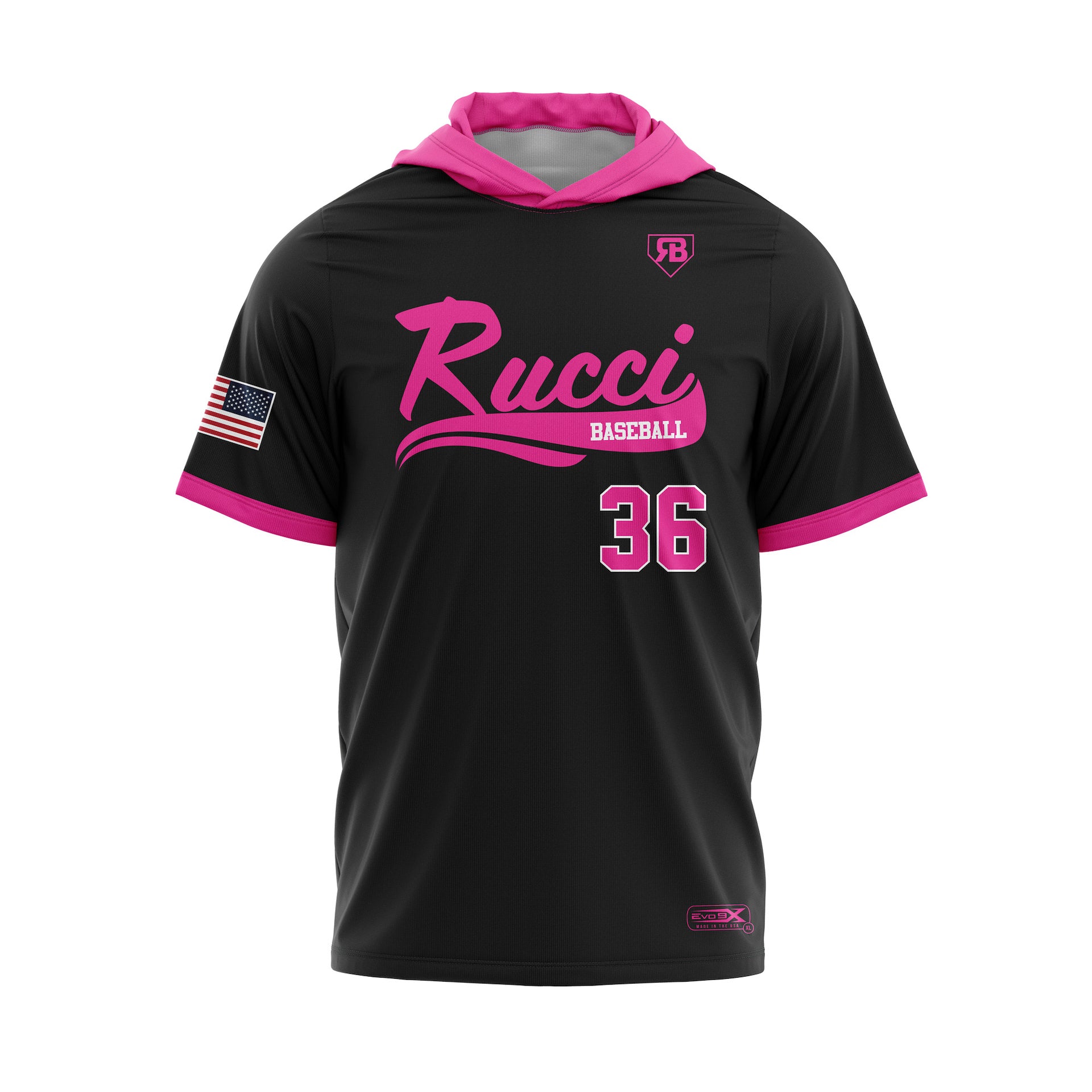 RUCCI BASEBALL SCRIPT LIGHTWEIGHT HOODIE SS - BLACK/PINK