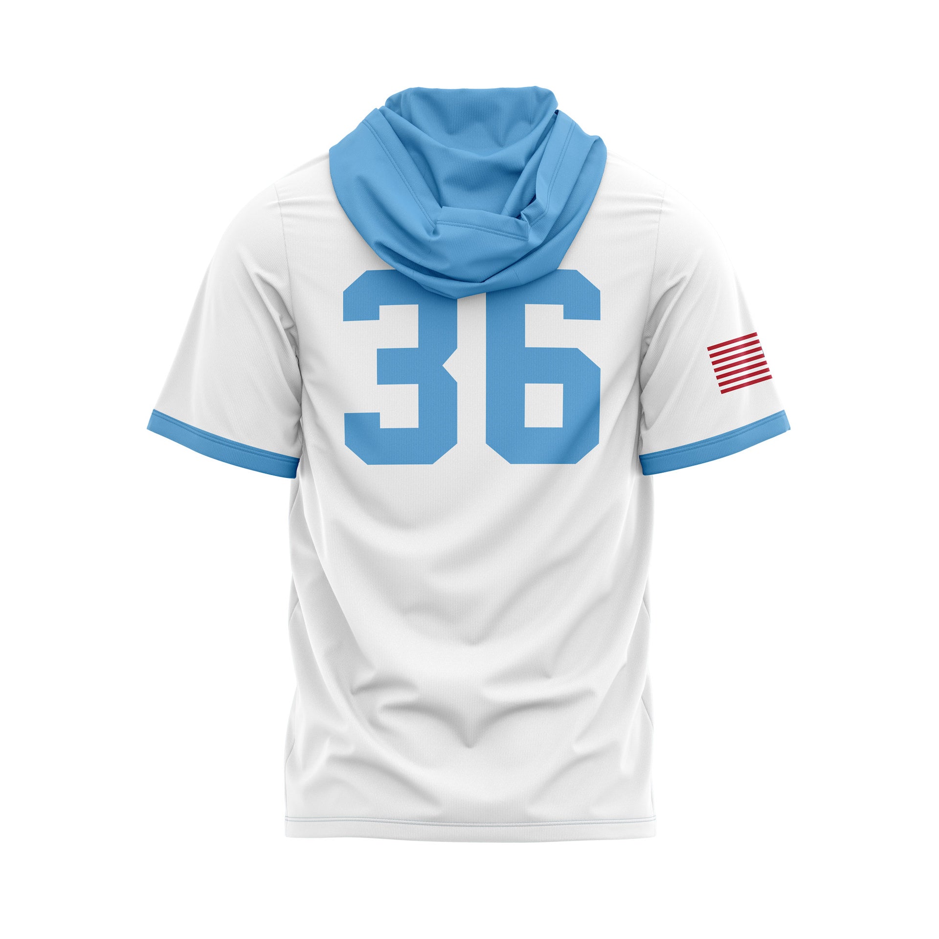 RUCCI BASEBALL SCRIPT LIGHTWEIGHT HOODIE SS - WHITE/CAROLINA BLUE