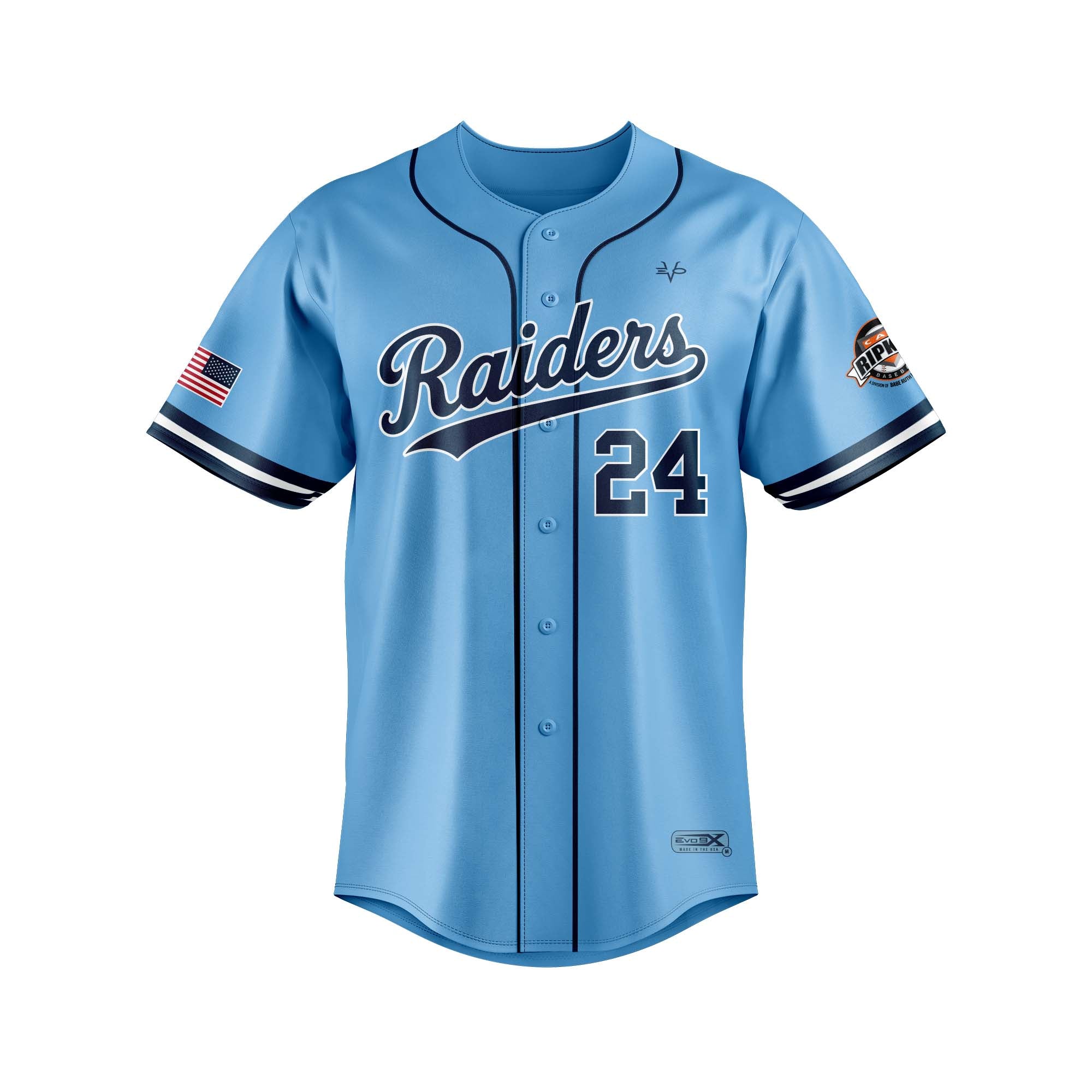 RAIDERS FULL BUTTON JERSEY COLUMBIA BLUE (mandatory)