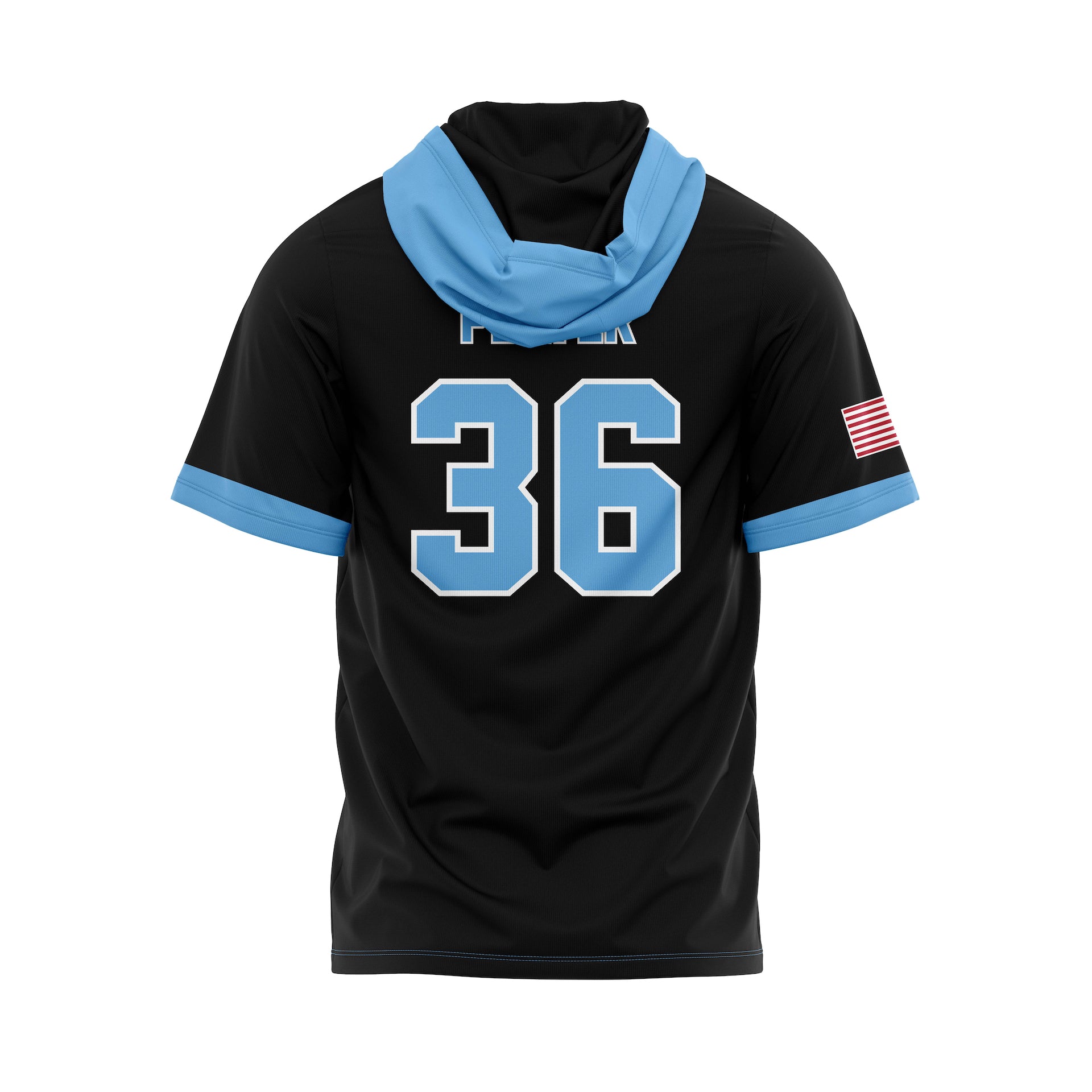 RUCCI BASEBALL LIGHTWEIGHT HOODIE SS - BLACK/CAROLINA BLUE