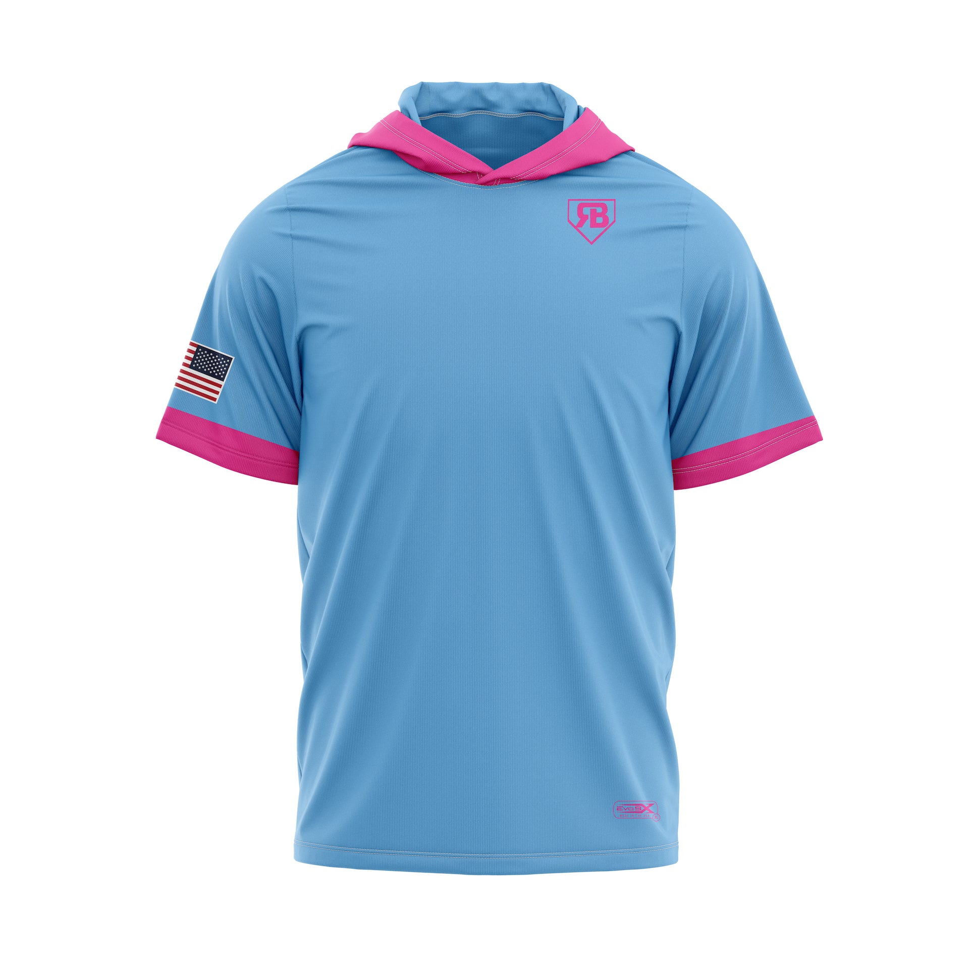 RUCCI BASEBALL LIGHTWEIGHT HOODIE SS - CAROLINA BLUE/PINK