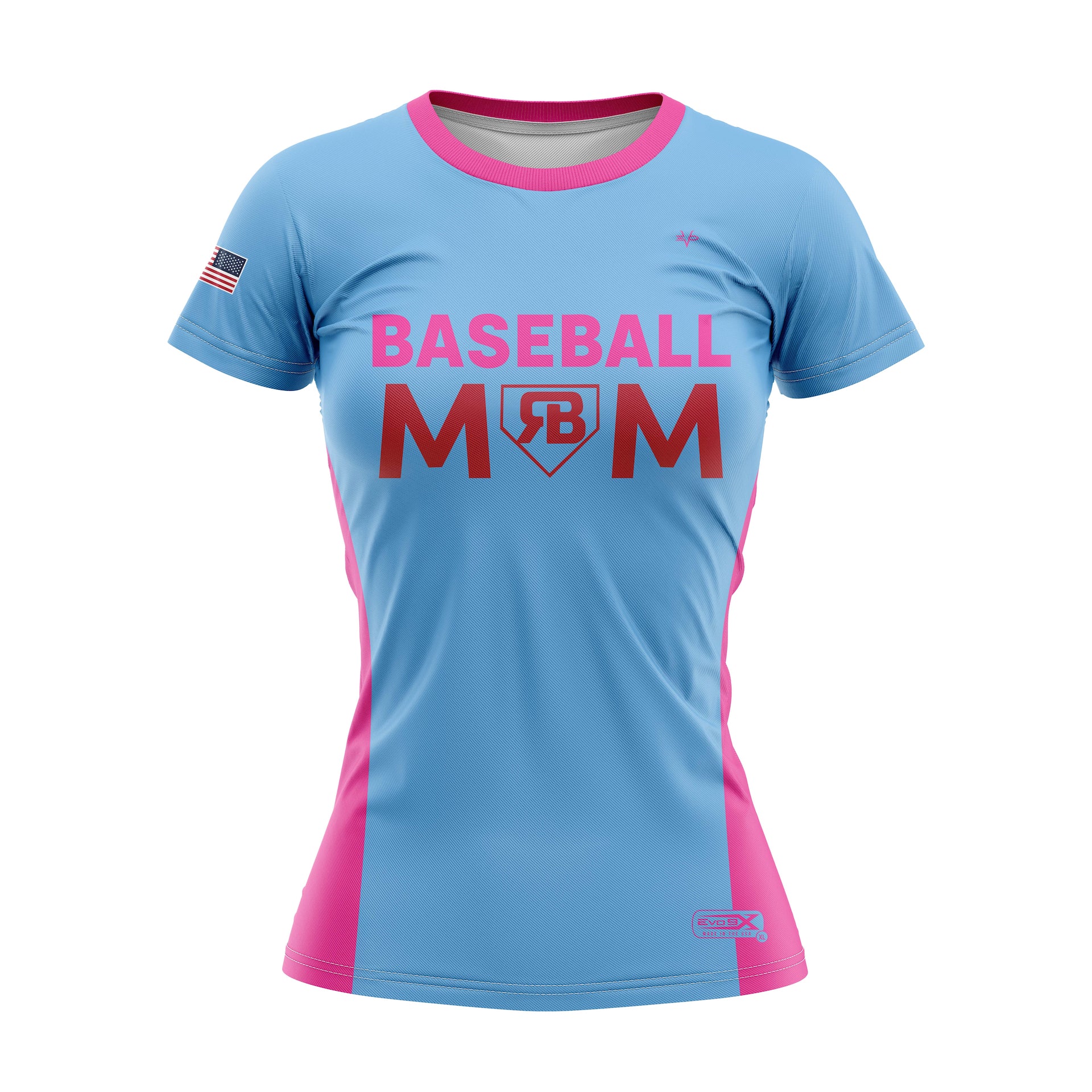 RUCCI BASEBALL MOM CREWNECK SS - CAROLINA BLUE/PINK