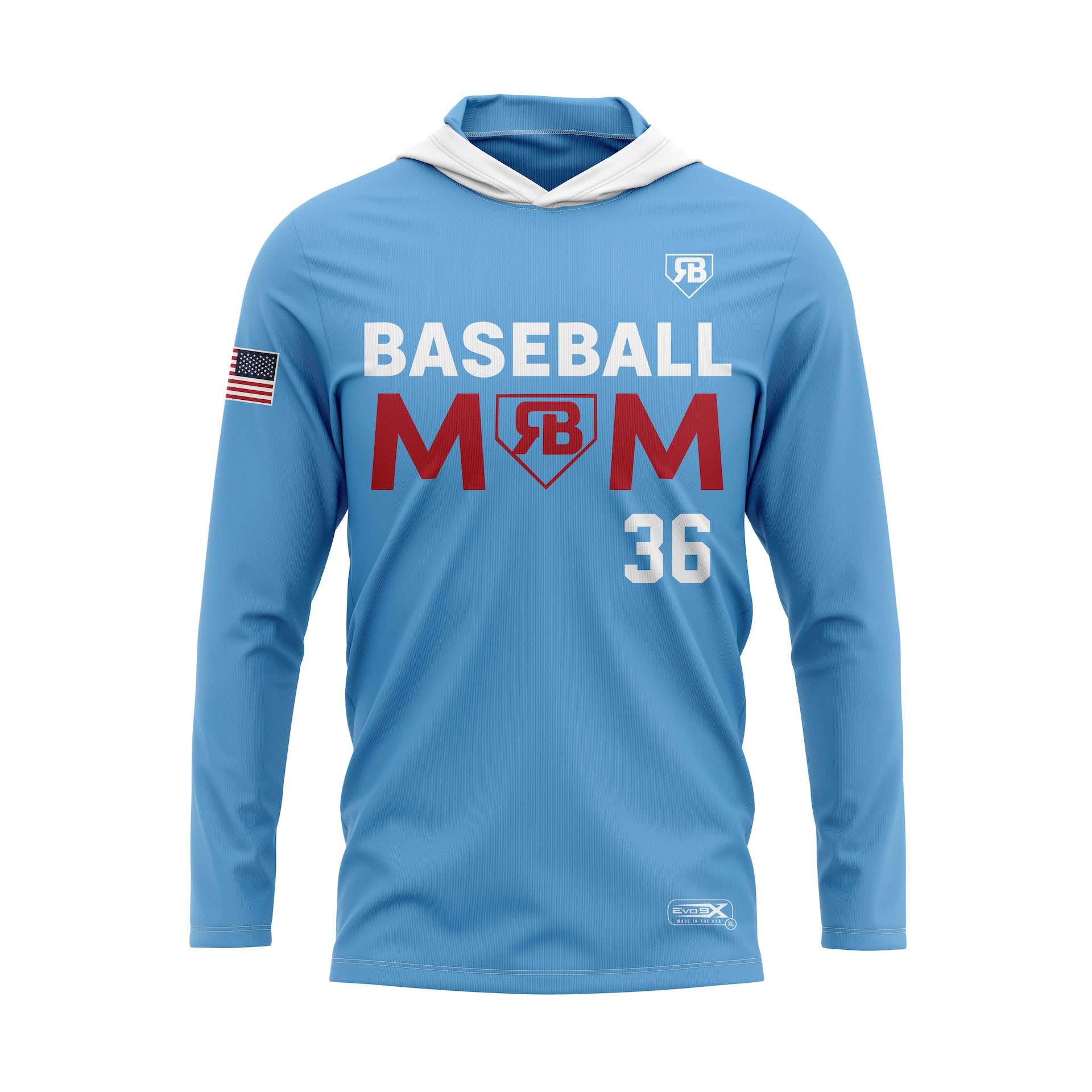 RUCCI BASEBALL MOM LIGHTWEIGHT HOODIE - CAROLINA BLUE/WHITE