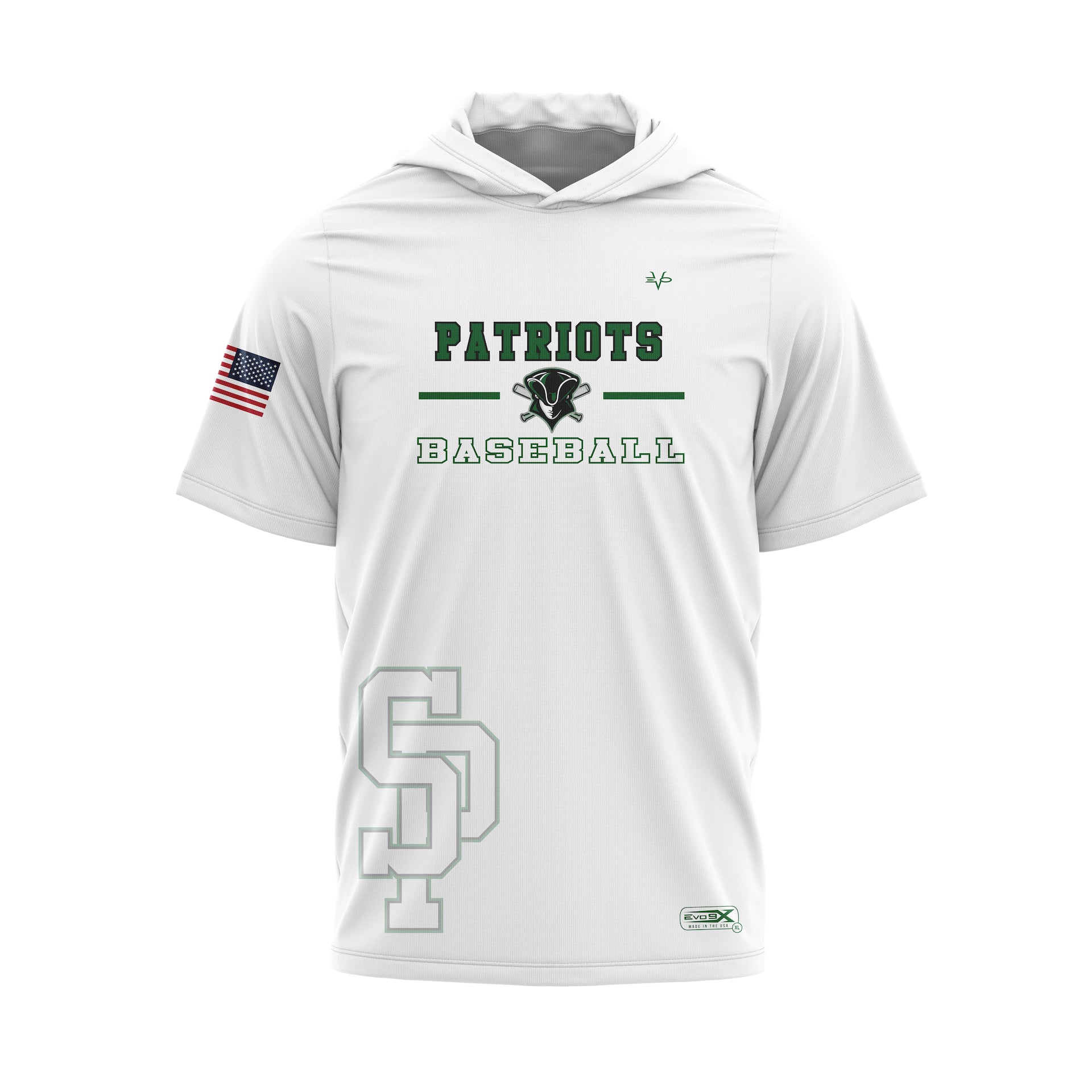 SOUTH PLAINFIELD PATRIOTS BASEBALL SS LIGHTWEIGHT HOODIE - WHITE