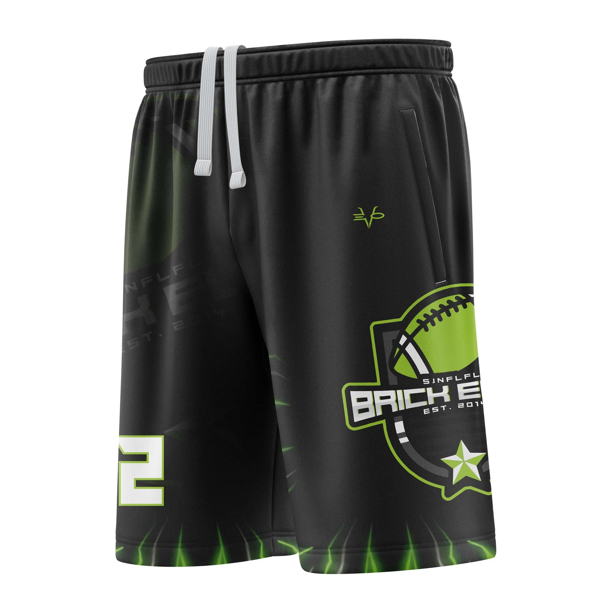 BRICK ELITE Football Sublimated Shorts Black / Green