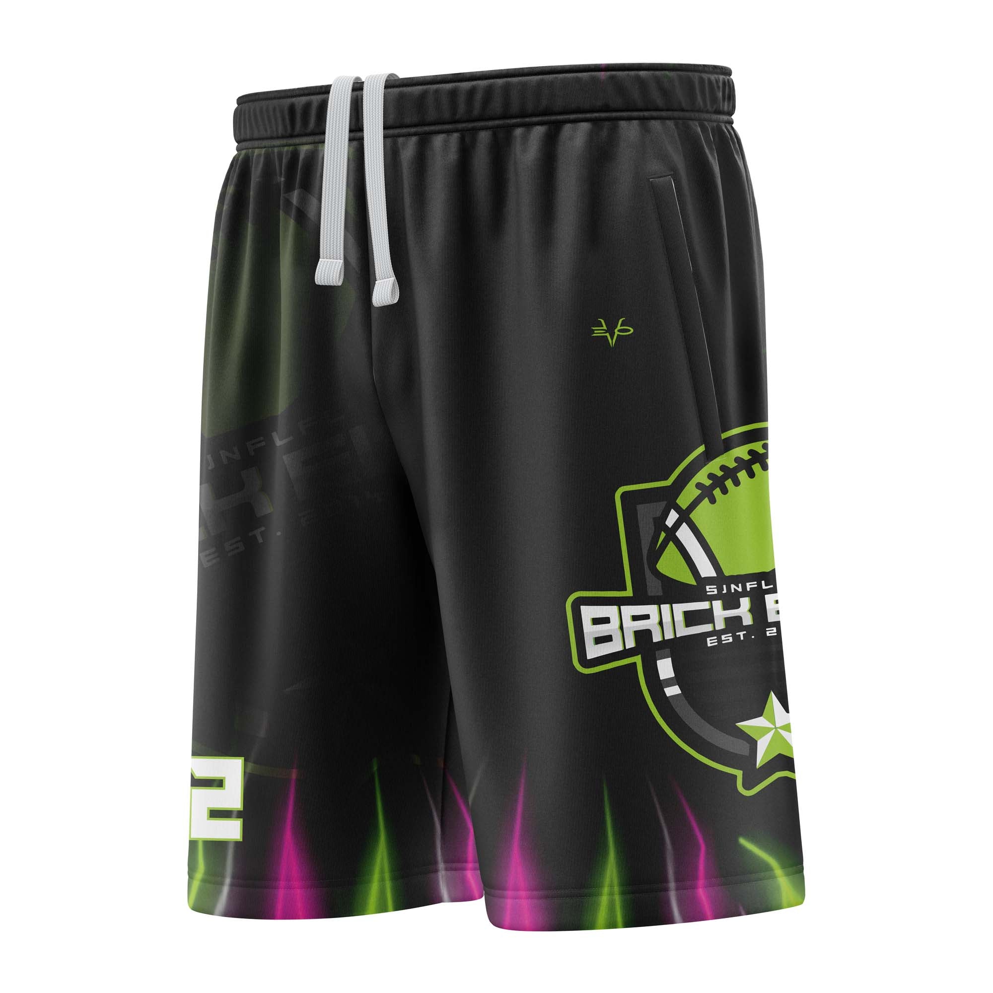 BRICK ELITE Football Sublimated Shorts Black / Green / Pink