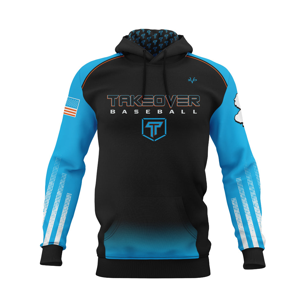 TAKEOVER BASEBALL Sublimated Hoodie - Black/Blue