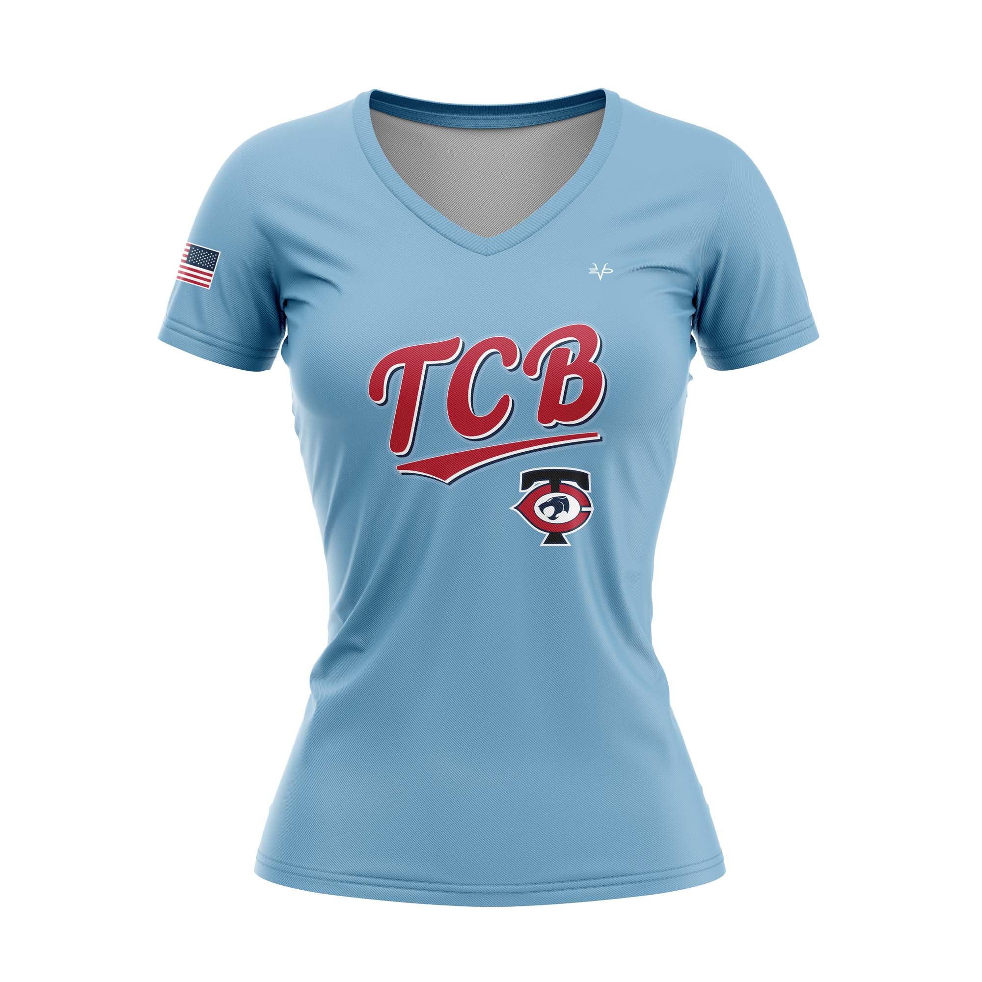 TCB WOMENS VNECK SS - BLUE