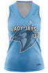 Lady Jays Softball 2022 Sublimated Sleeveless V-NECK Jersey Light Blue