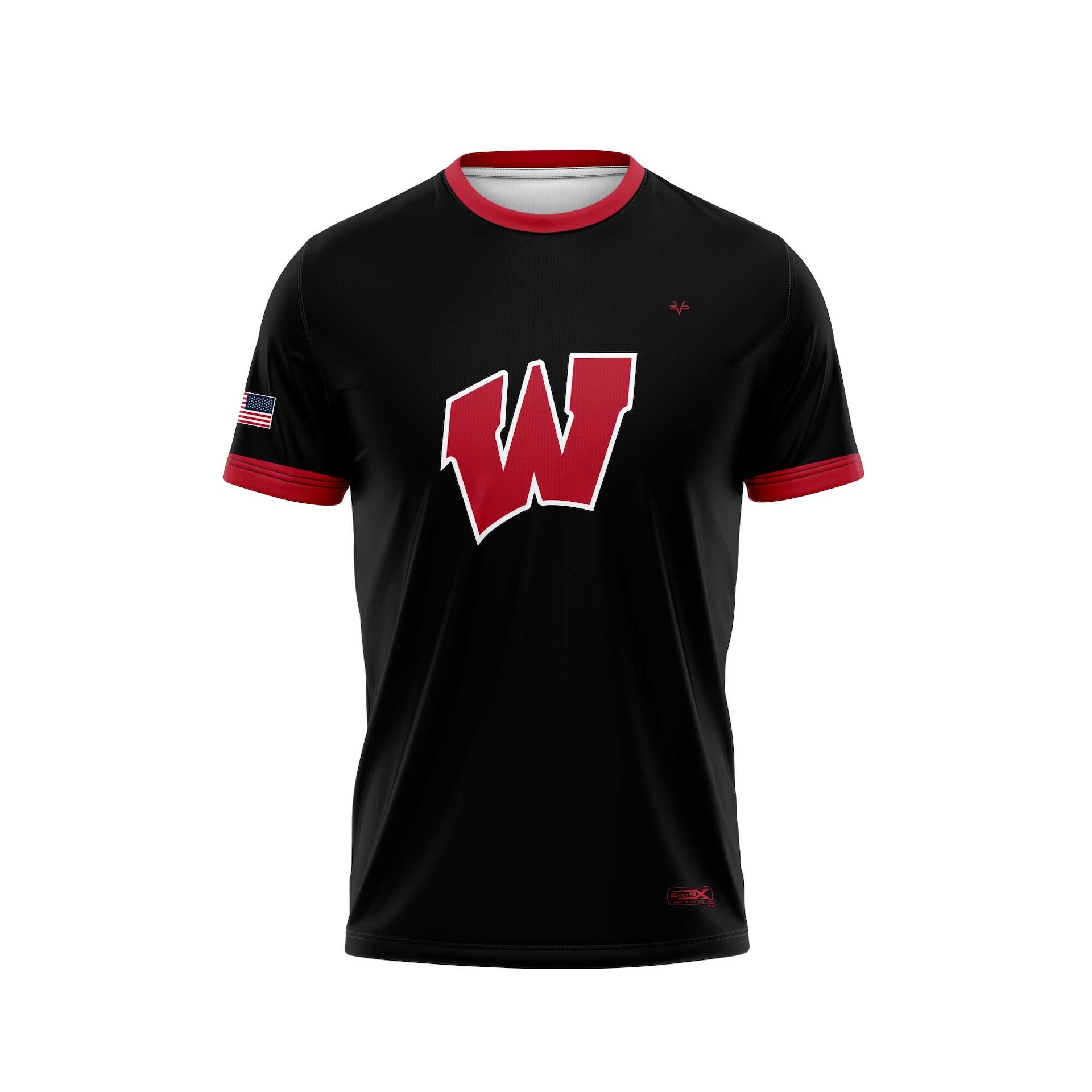 WOODBRIDGE BARRONS 9U "W" CREWNECK SS - BLACK