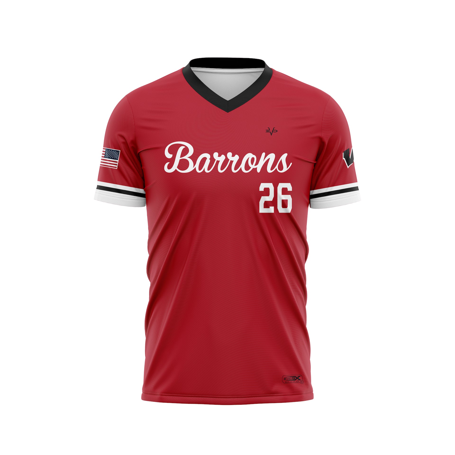 WOODBRIDGE BARRONS VNECK SS JERSEY - RED