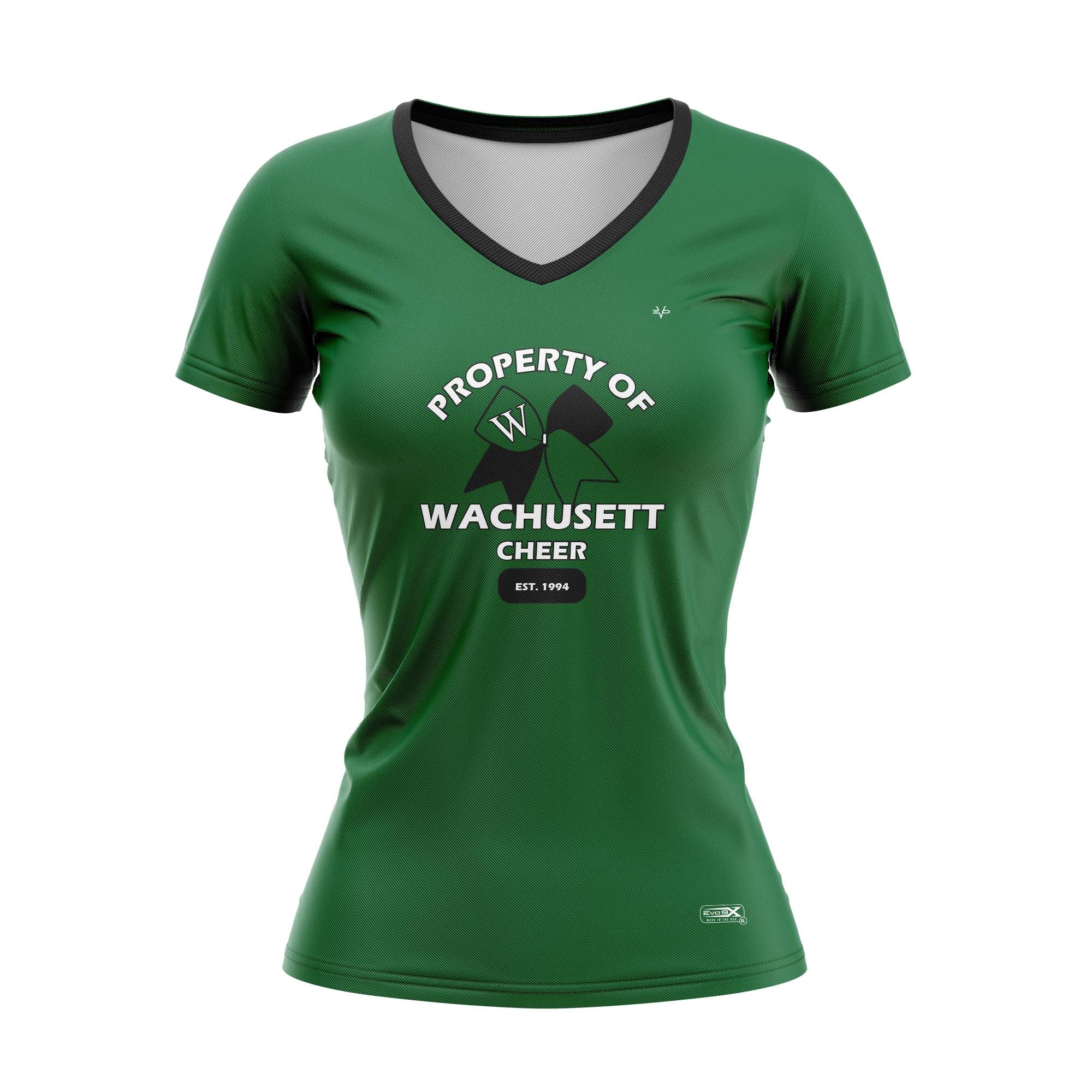 Wachusett Cheer Womens Cap Sleeve V Neck Green