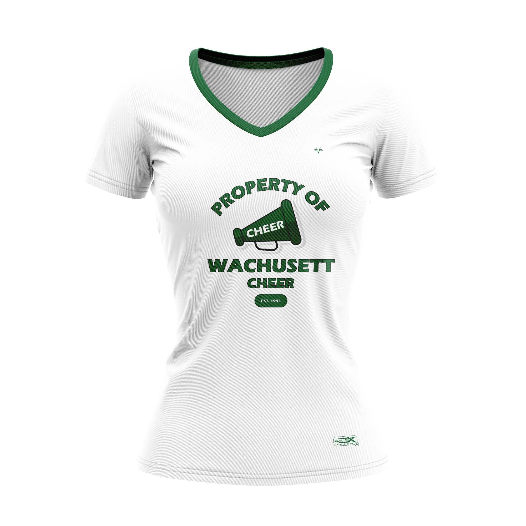 Wachusett Cheer Womens Cap Sleeve V Neck White