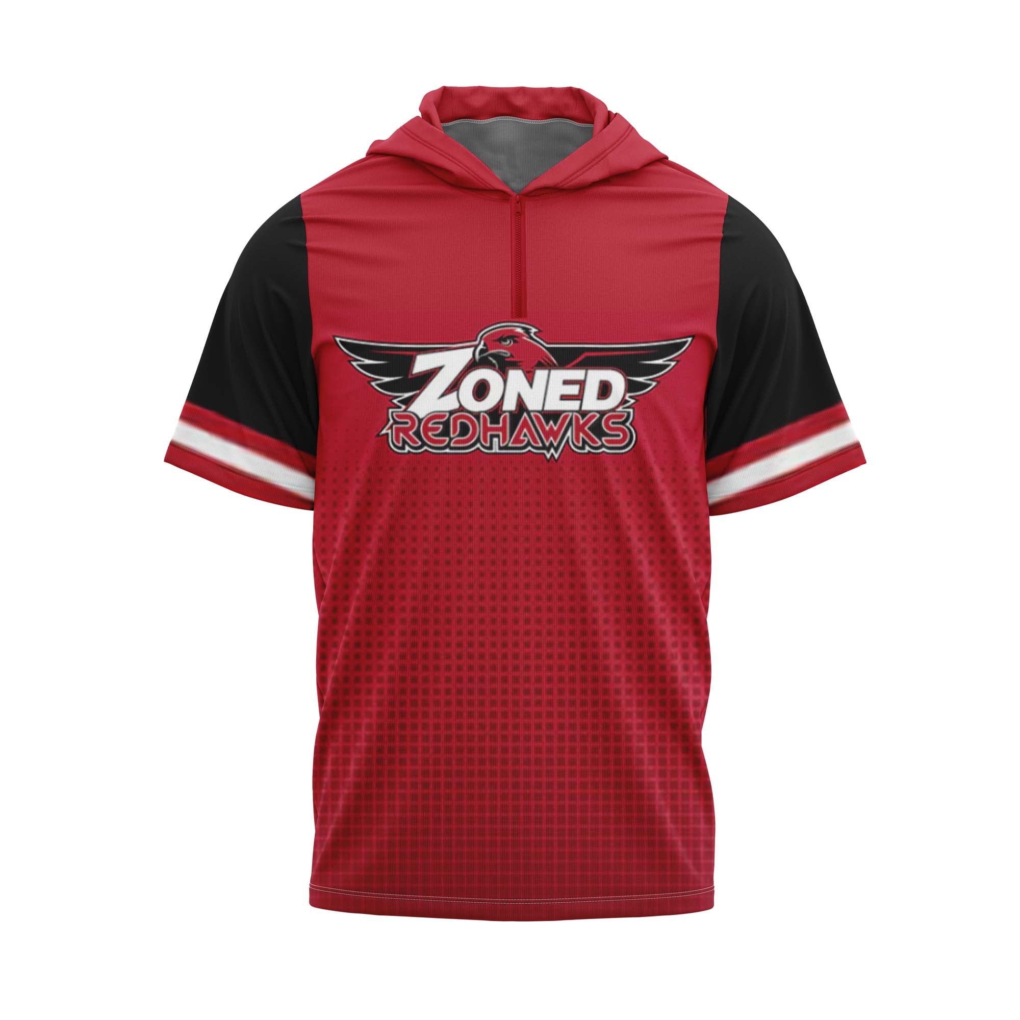 ZONED REDHAWKS Lightweight Short Sleeve Quarter Zip Hoodie with RedHawks