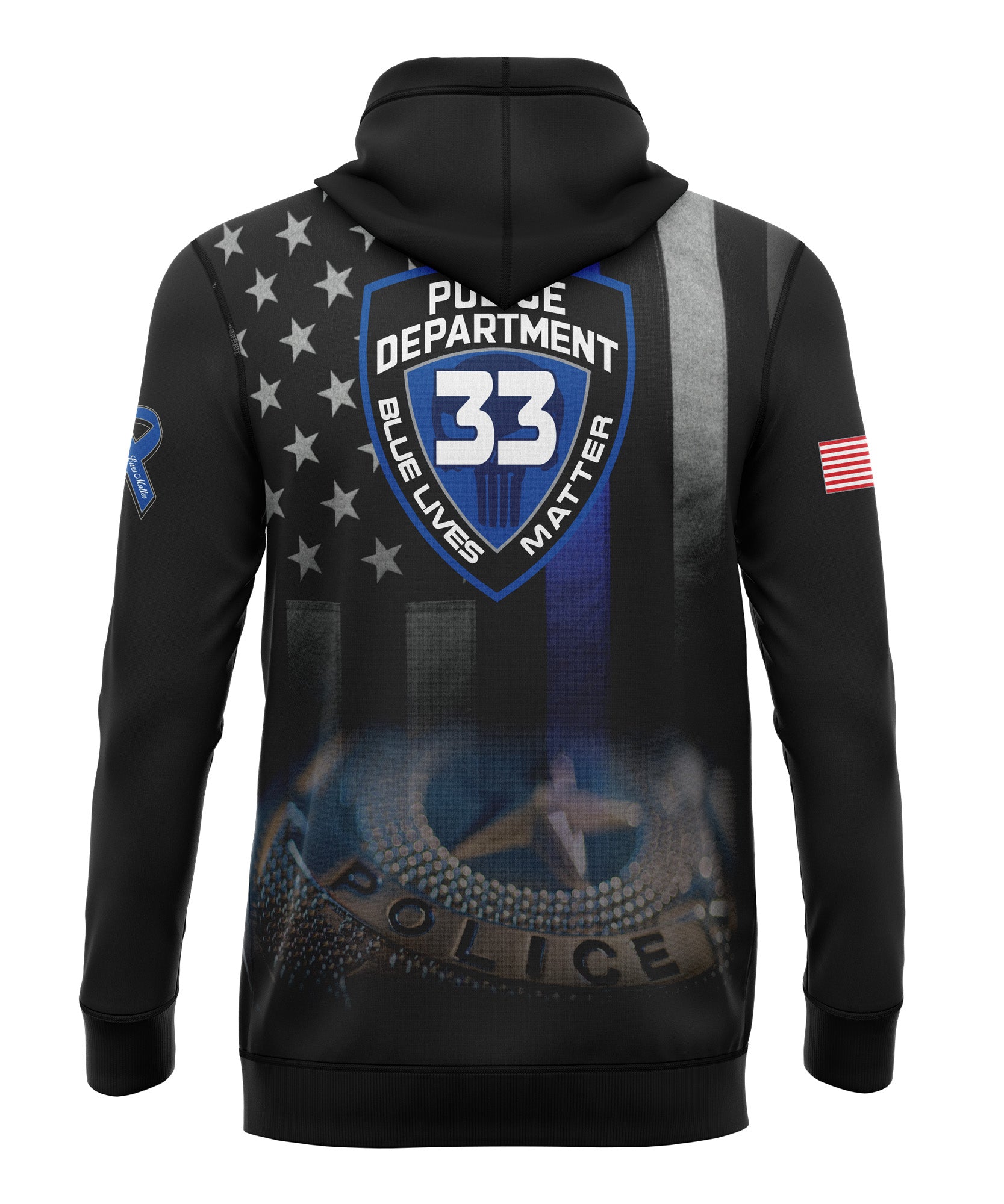 BLUE LIVES MATTER HEAVEY HOODIE LONG SLEEVES WITH POUCH