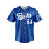 BUCKS BASEBALL ROYAL BLUE FULL BUTTON JERSEYS