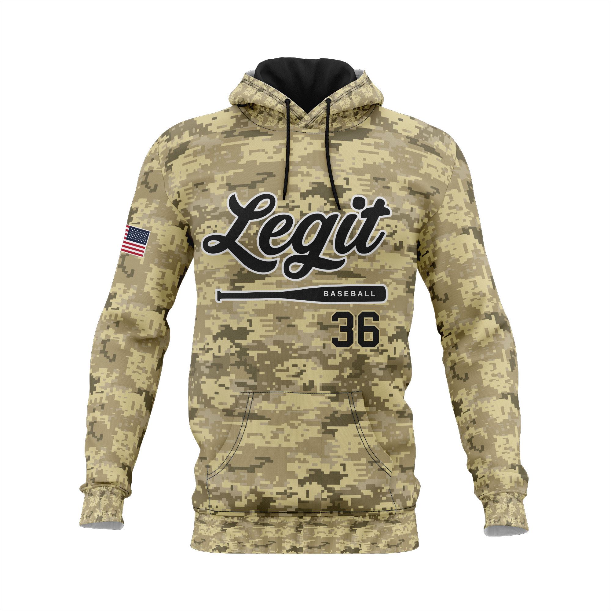 LEGIT BASEBALL PULLOVER HOODIE - CAMO