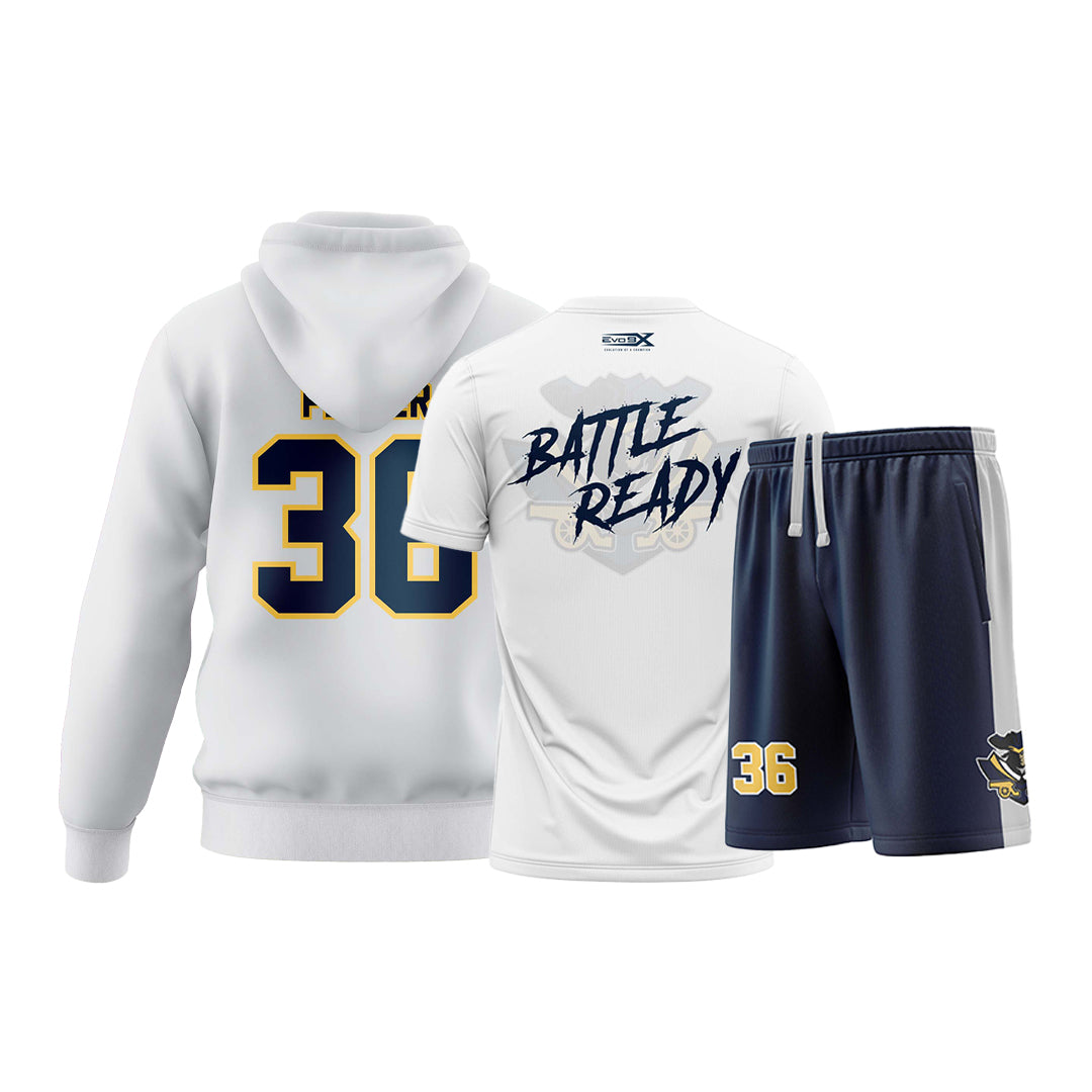 Revolution 12u Hoodie Package – Battle Ready Tee/Shorts W/Pockets and Semi Sub Hoodie