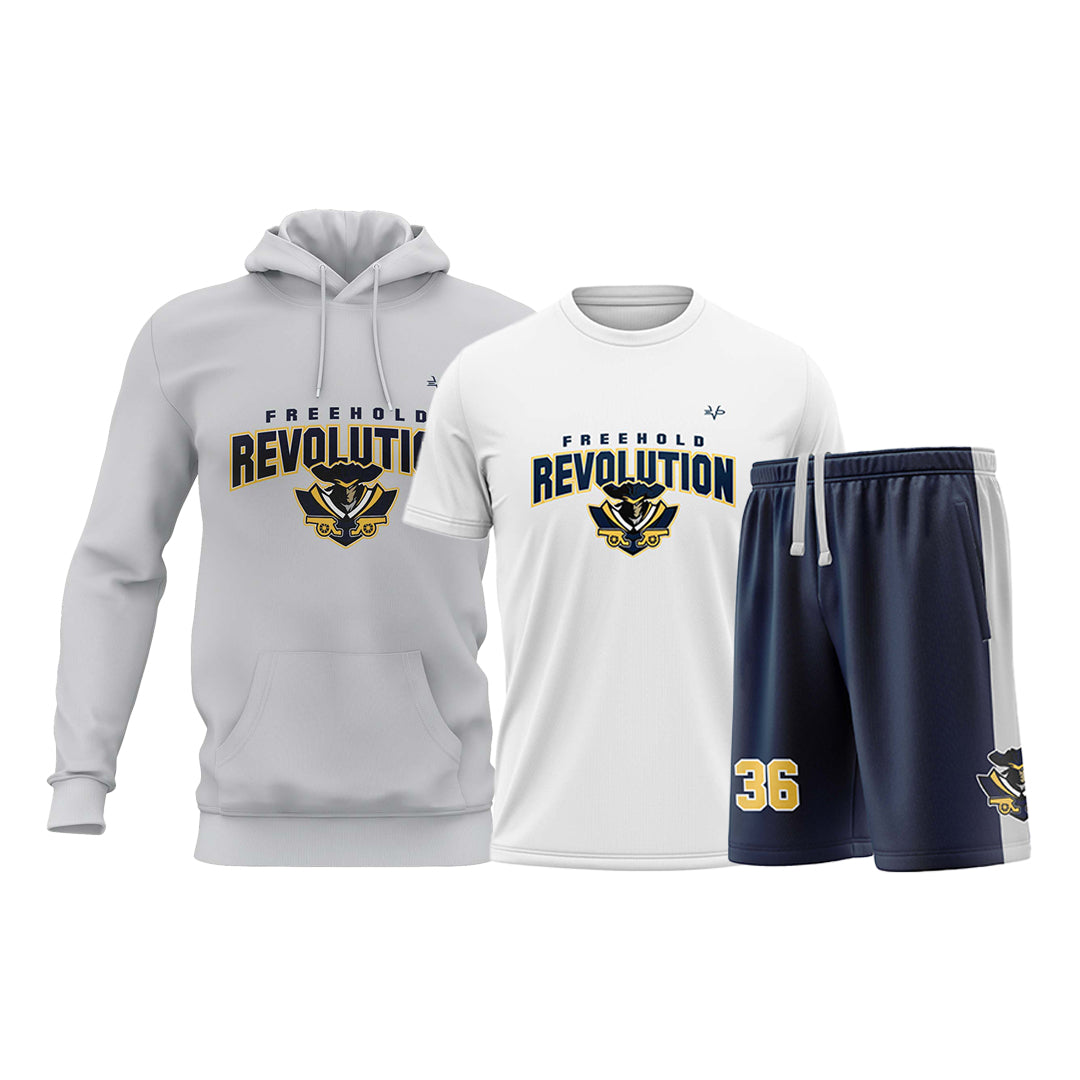 Revolution 12u Hoodie Package – Battle Ready Tee/Shorts W/Pockets and Semi Sub Hoodie