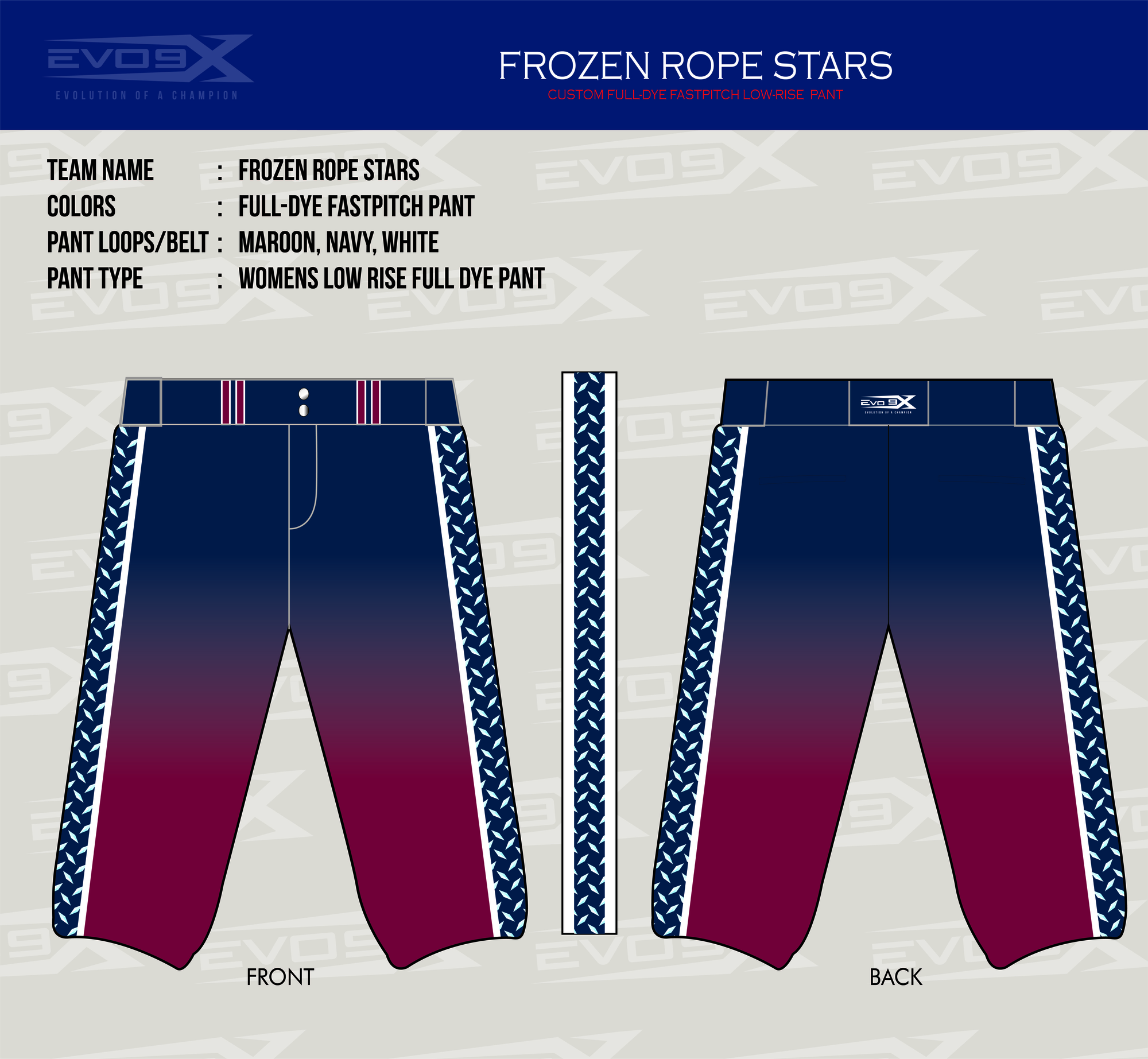 Evo9x FROZEN ROPES STARS Fastpitch Women's Full Dye Sublimated Pants