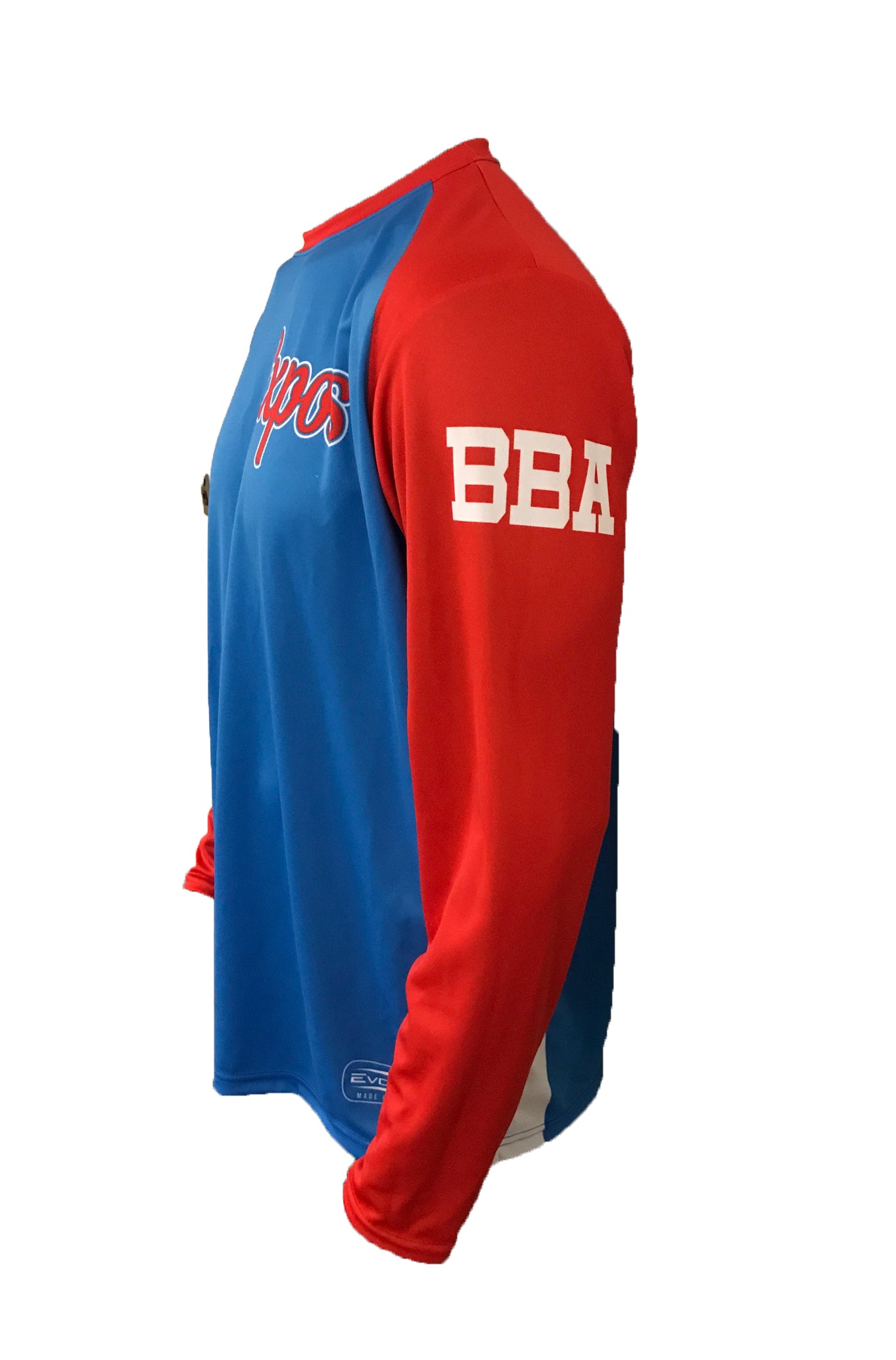 Expos Baseball Sublimated Long Sleeve Jersey Blue/Red 3X-Large