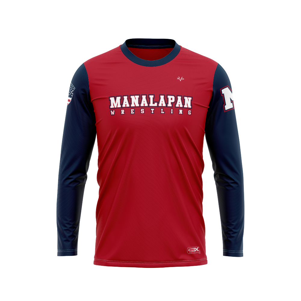 Wrestling Sublimated Long Sleeve Red Jersey