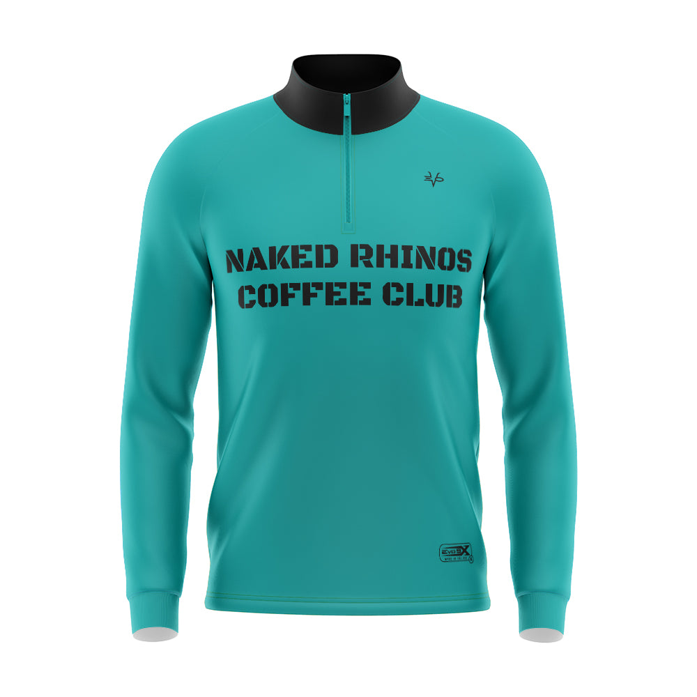 Naked Rhinos Coffee Club Quarter Zip Jacket Teal