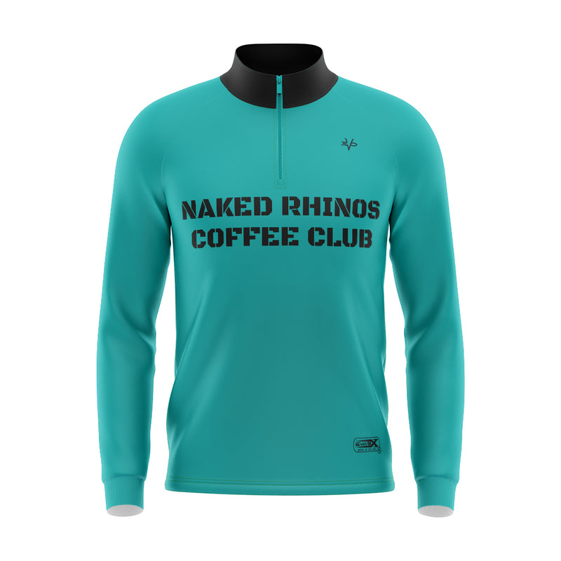 Naked Rhinos Coffee Club Quarter Zip Jacket Teal