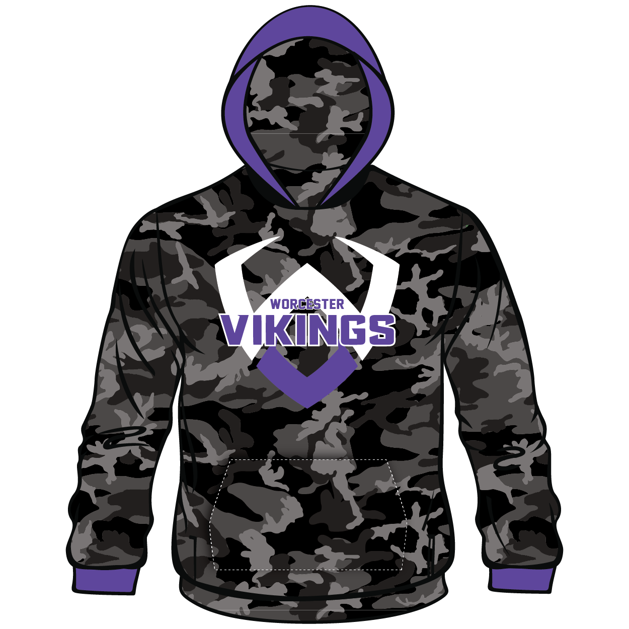 EVO9XSTORE Worcester Vikings Sublimated Hoodie Youth X-Large