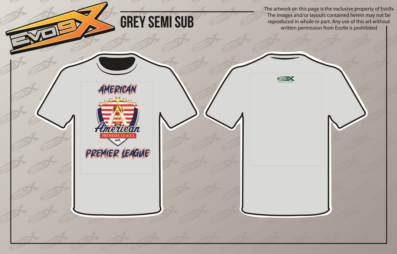 AMERICAN PREMIERE LEAGUE Semi Sublimated Shirt Gray (Design 1)