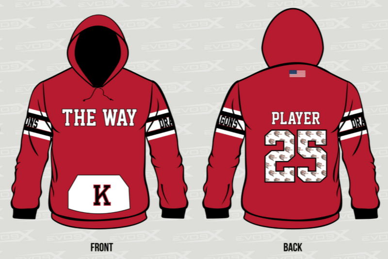 FOOTBALL Sublimated Hoodie Red