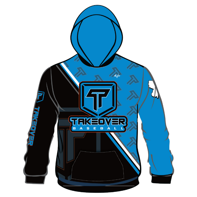 EVO9XSTORE Takeover Baseball Sublimated Hoodie - Blue/Black Women Small